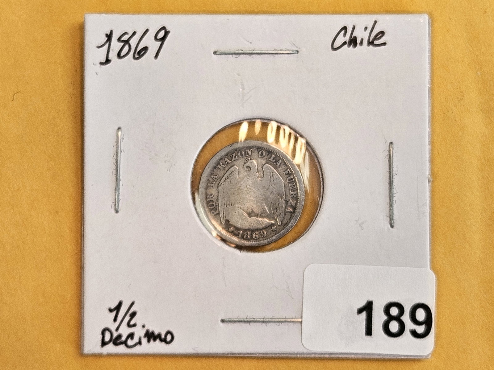 1869 Chile silver 1/2 decimo - 2