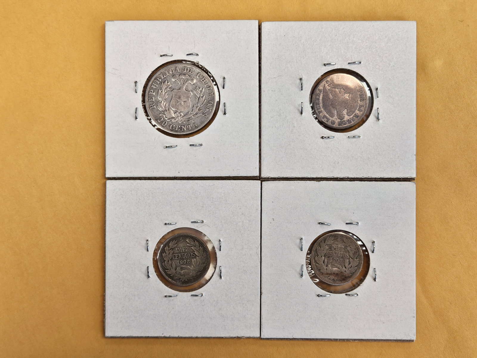 Four more Chilean coins from the 1800 and 1900's - 3