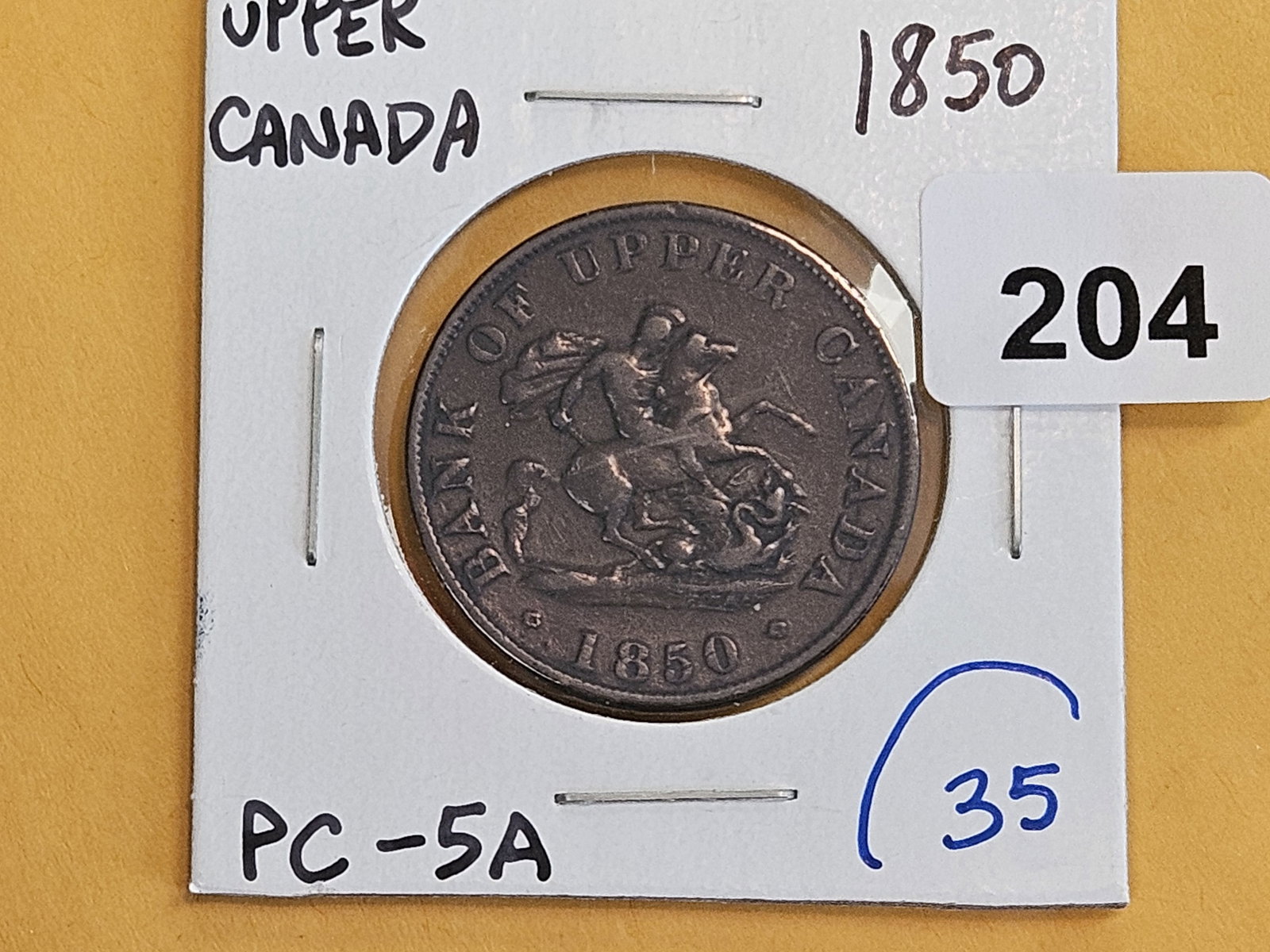 1850 Bank of Upper Canada One half-penny - 2