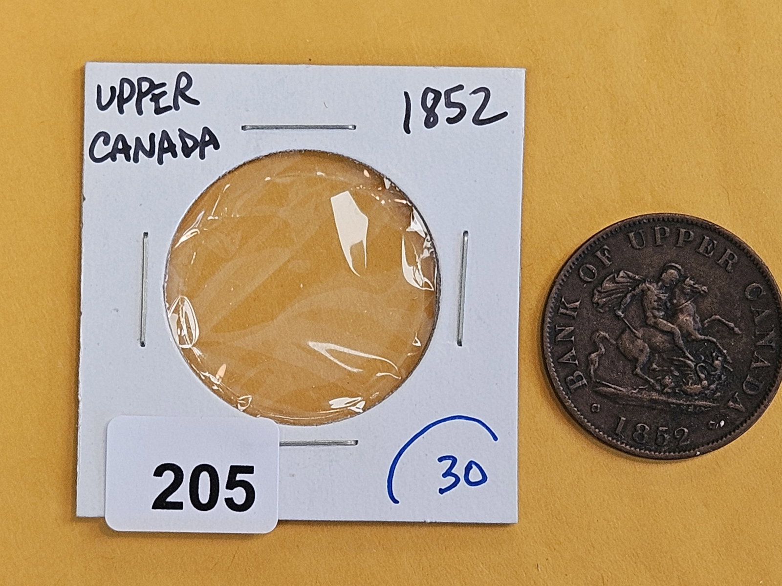 1852 Bank of Upper Canada One half-penny Token - 2