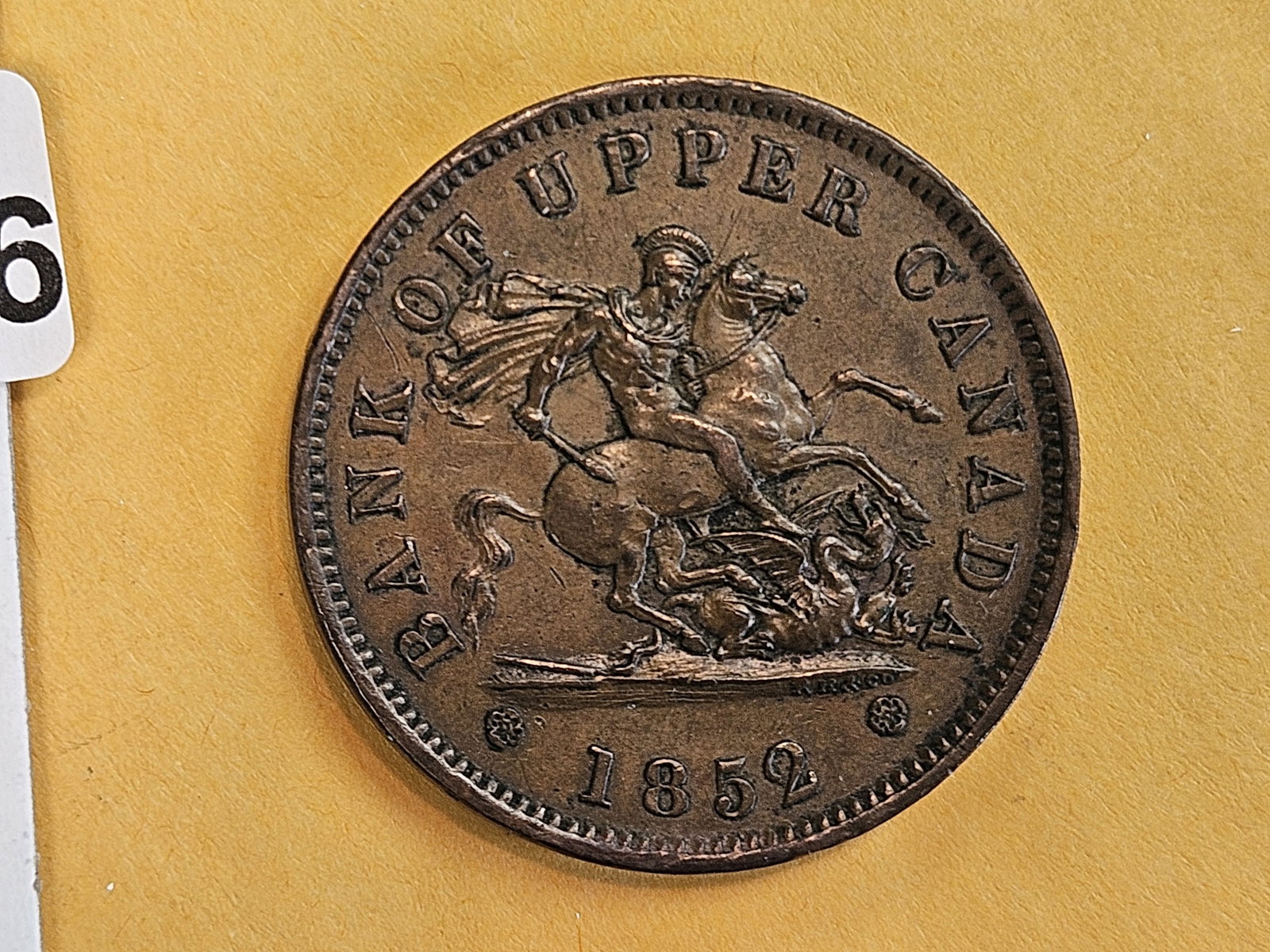 1852 Bank of Upper Canada One penny Token - 4