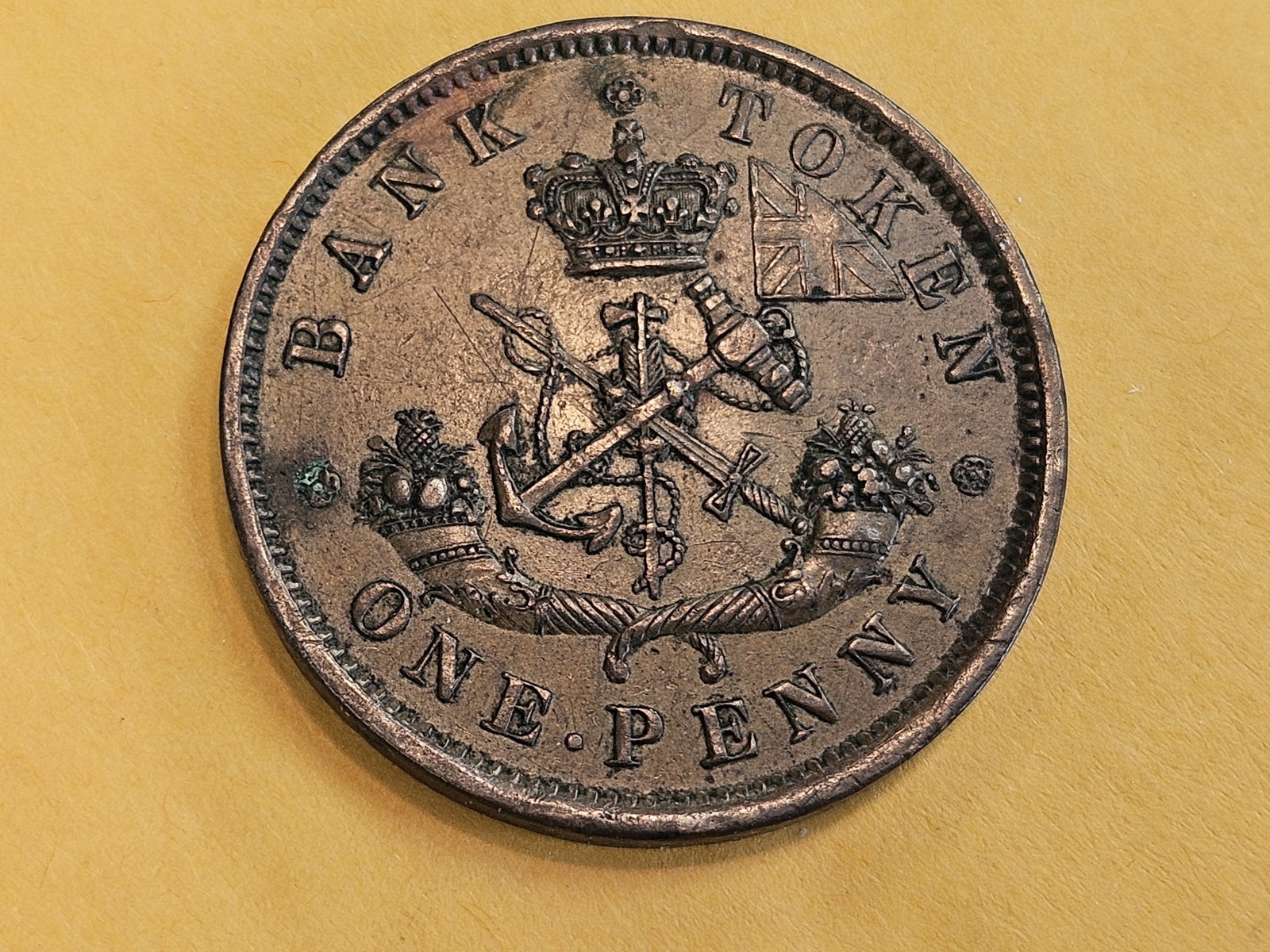 1852 Bank of Upper Canada One penny Token - 5