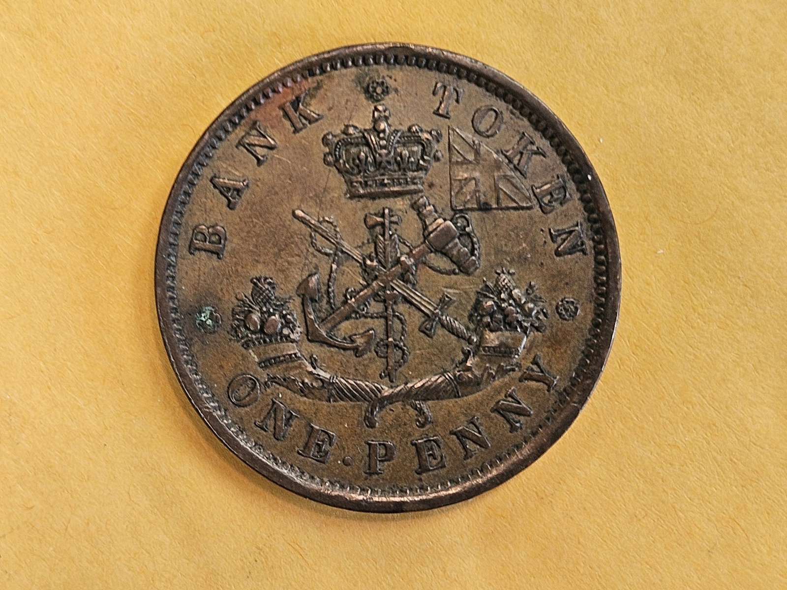 1852 Bank of Upper Canada One penny Token - 6
