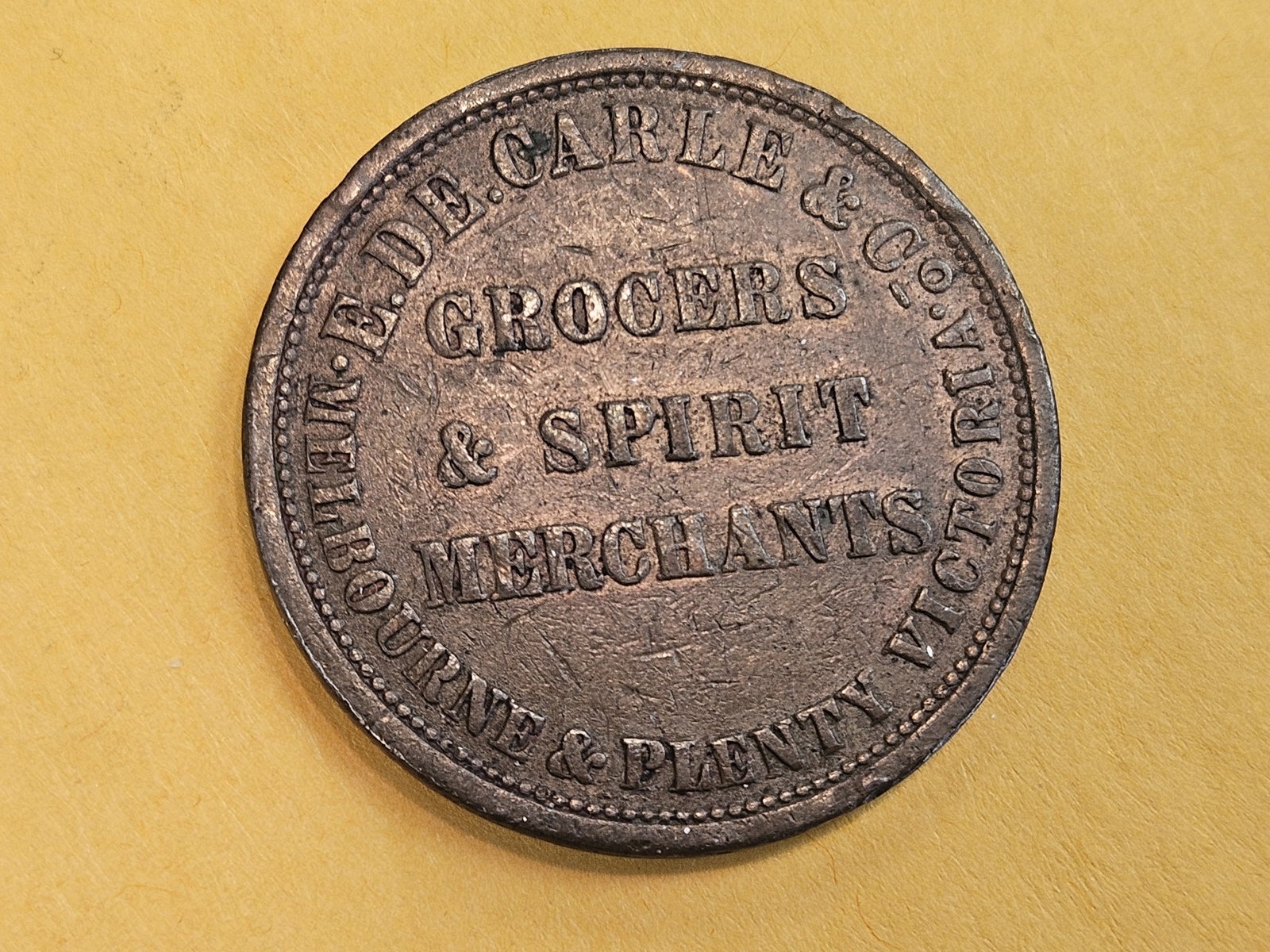 ** RARE ** Britannia Melbourne Merchant's Token in About Uncirculated - 7