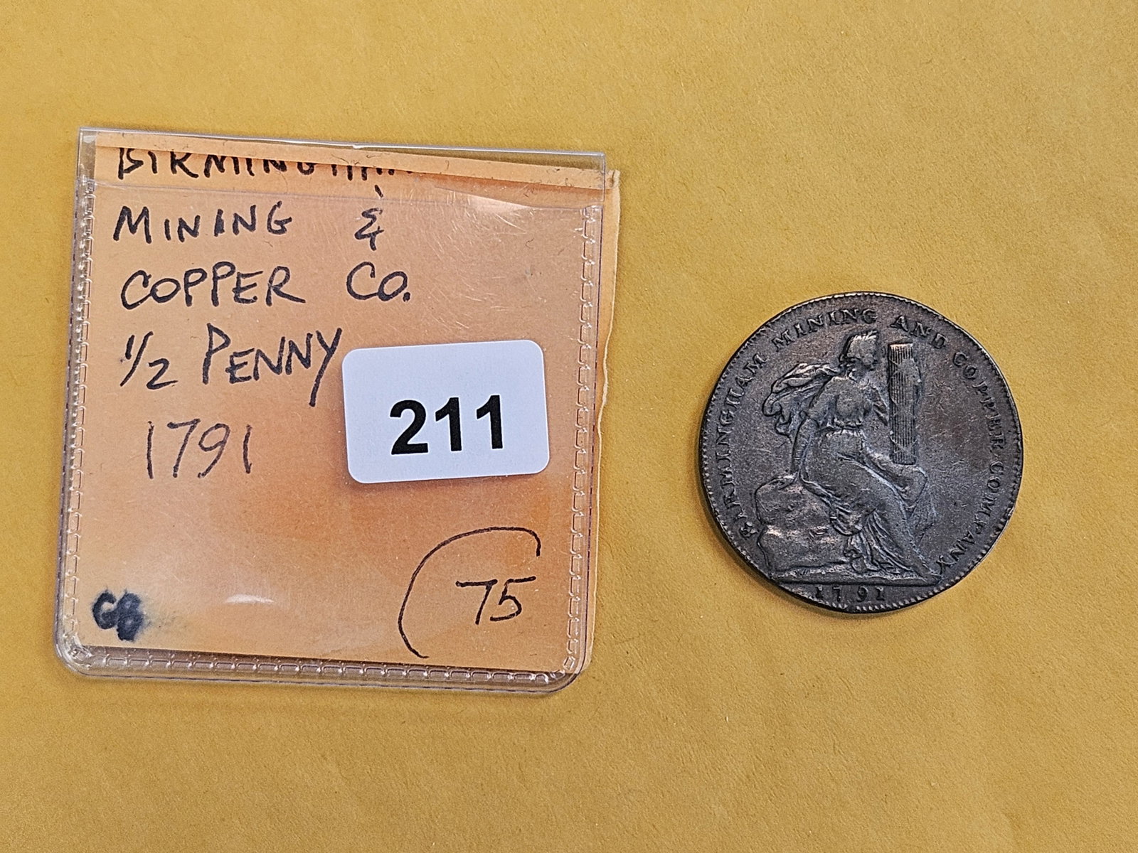 CONDER! 1791 Copper Half-Penny Conder Token - 2
