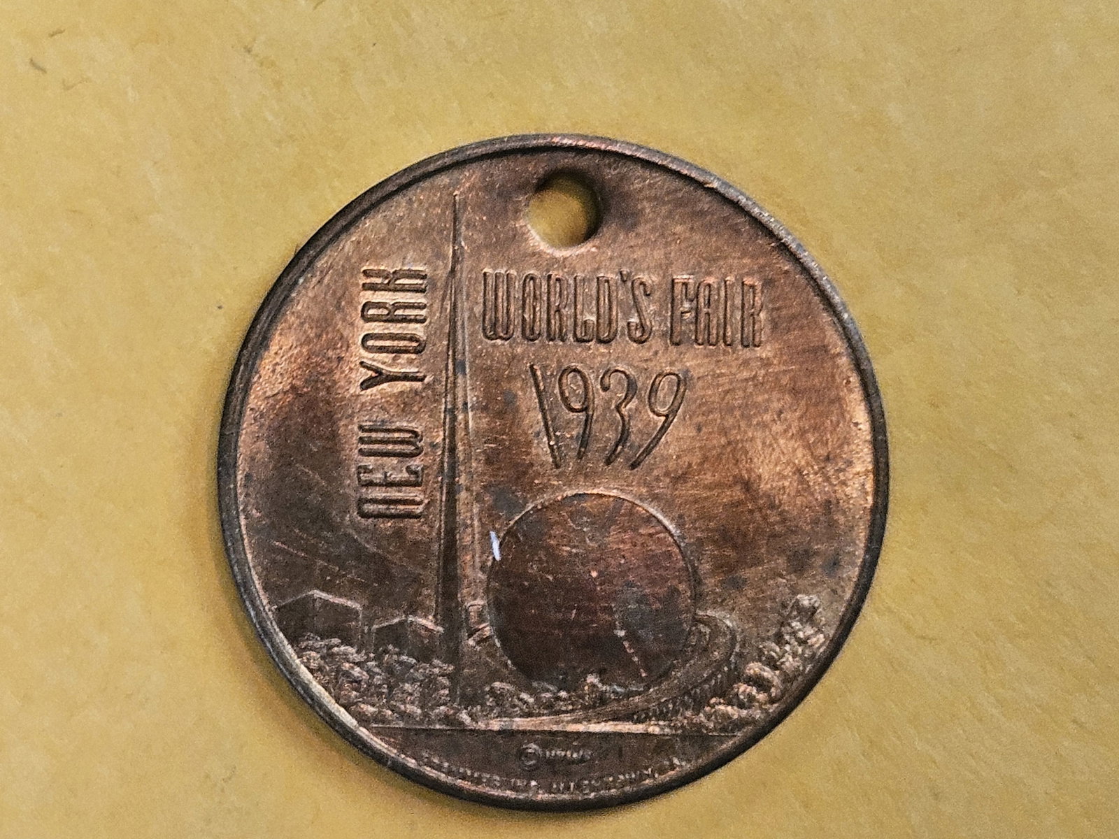 Brilliant Uncirculated Red-Brown 1939 World's Fair Advertising Token - 7