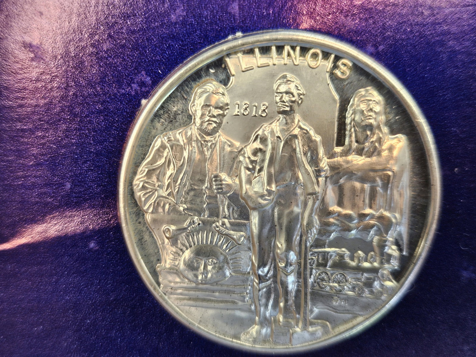 Official 1974 GEM Proof Silver Illinois American Revolution Bicentennial Medallion - 2