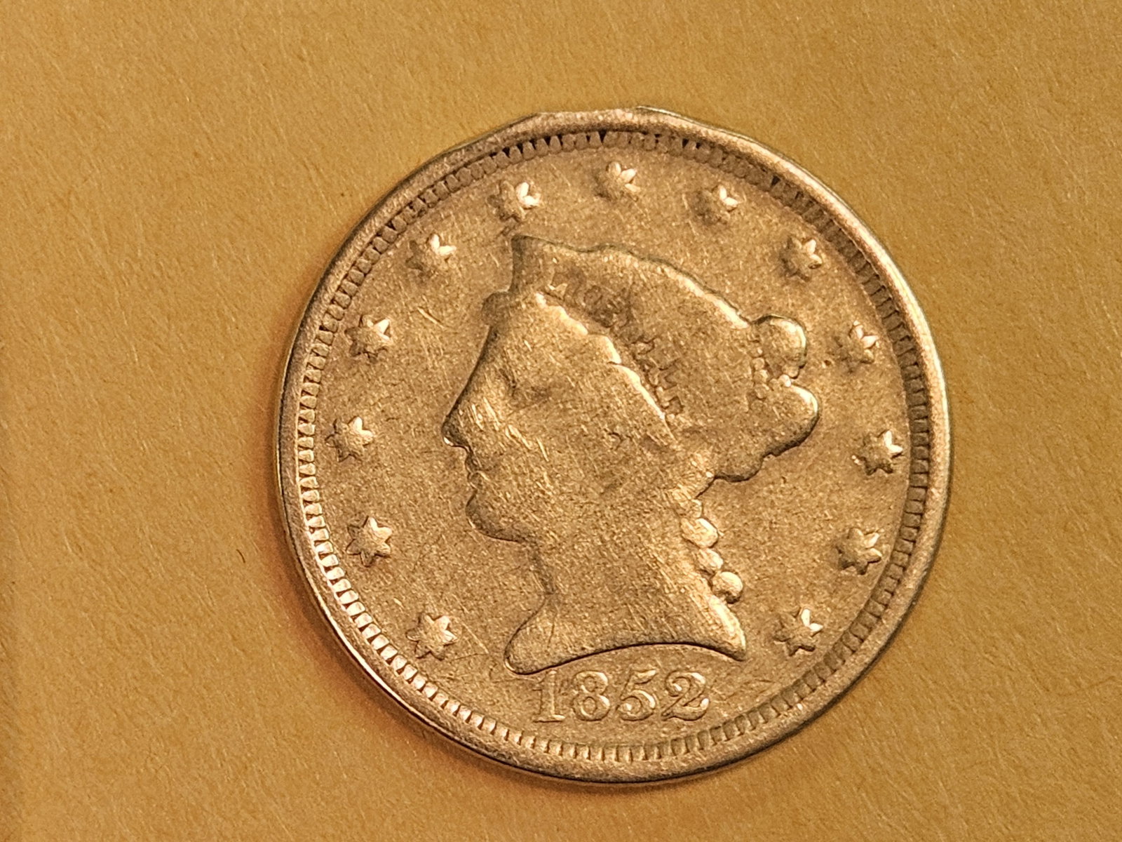 GOLD! 1852 Gold Liberty Head $2.5 Dollar Quarter Eagle: Circulated