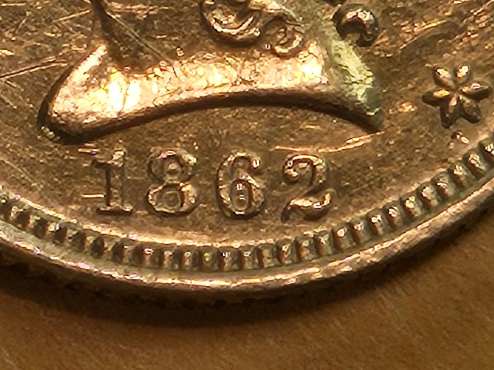GOLD! 1862 Civil War Issue Liberty Head GOLD $2.5 Dollar Quarter Eagle - 5
