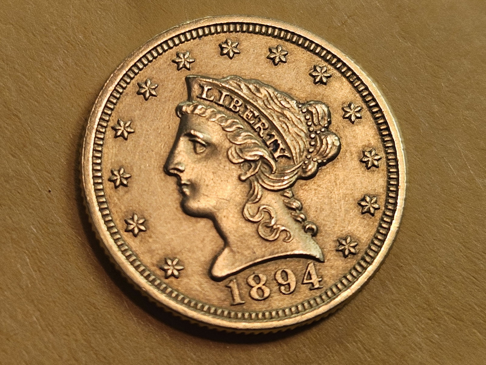 GOLD! AU-UNC Gold 1894 Liberty Head $2.5 Dollar Quarter Eagle - 3