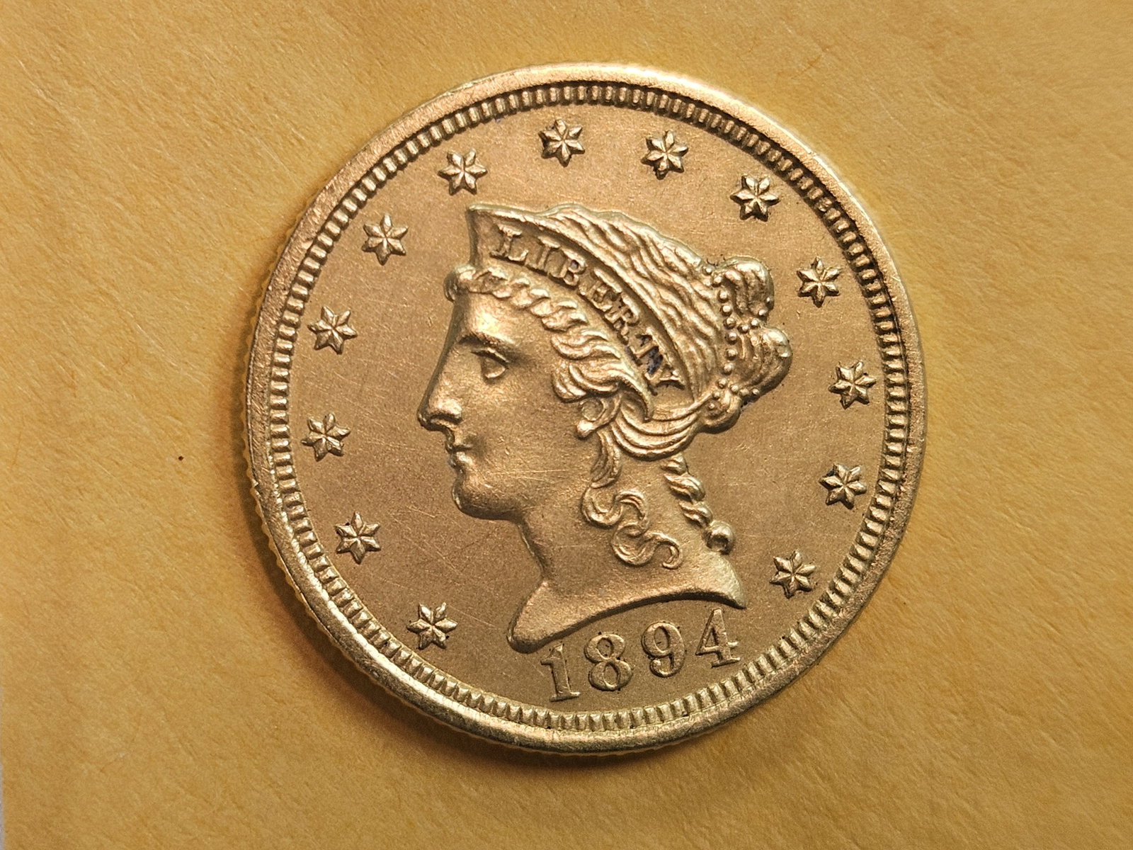 GOLD! AU-UNC Gold 1894 Liberty Head $2.5 Dollar Quarter Eagle - 4