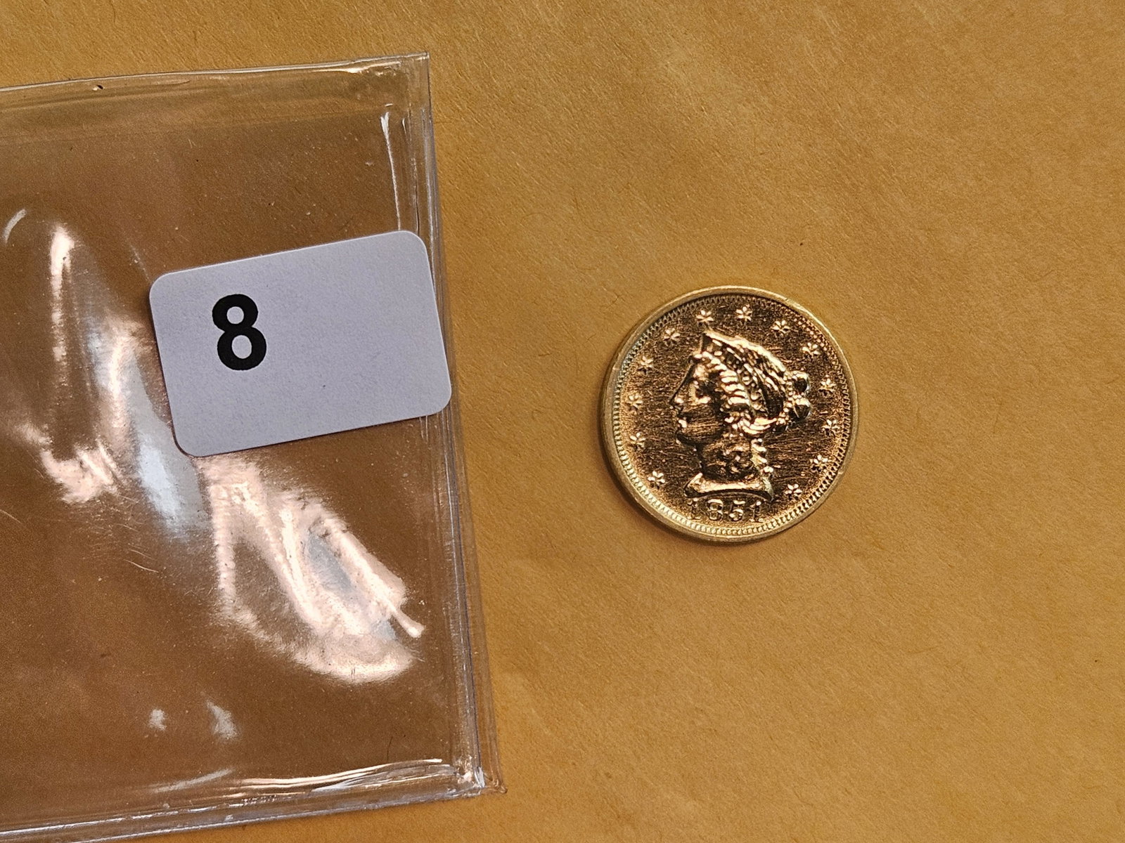 GOLD! Bright 1851 Gold Liberty Head $2.5 Dollar Quarter Eagle - 2