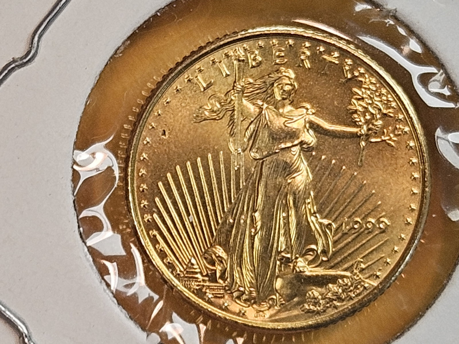 GOLD! GEM Brilliant Uncirculated 1999 American Silver Eagle Five Dollars - 3