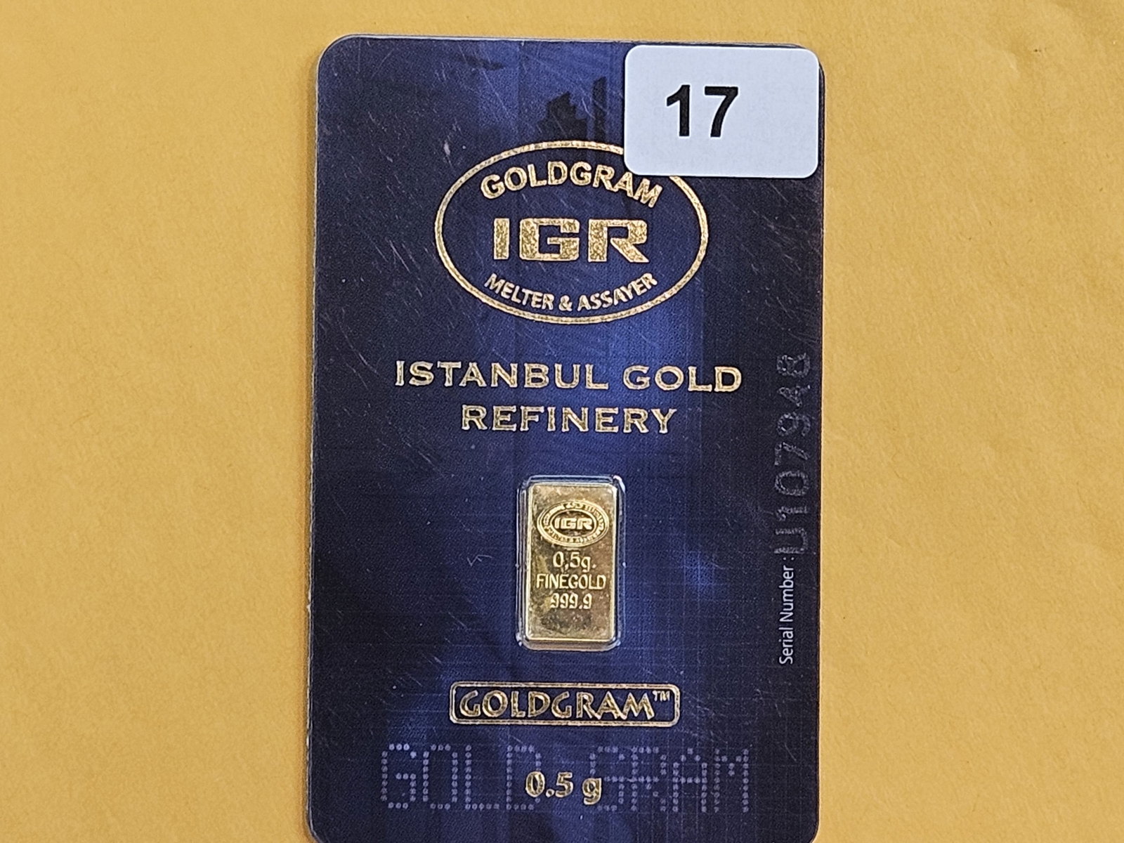 GOLD! Istanbul Gold Refinery One-Half Gram .9999 fine gold bar - 2