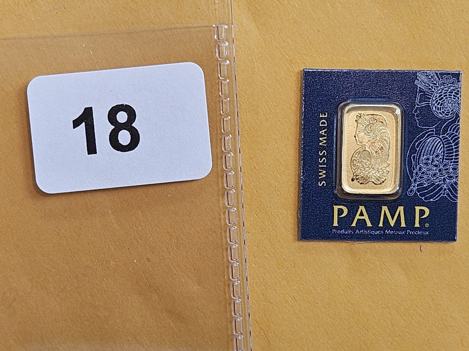 GOLD! PAMP SUISSE One Gram .9999 fine gold bar: In original Veriscan Assay card holder
