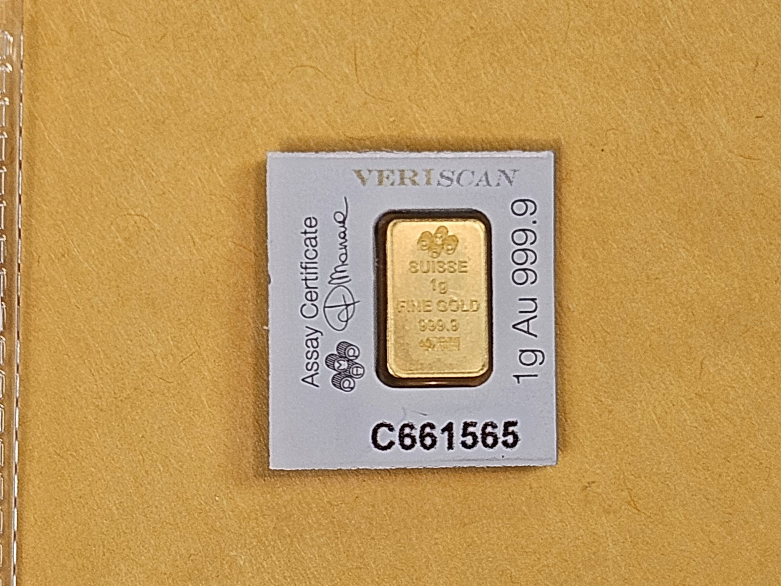 GOLD! PAMP SUISSE One Gram .9999 fine gold bar - 2