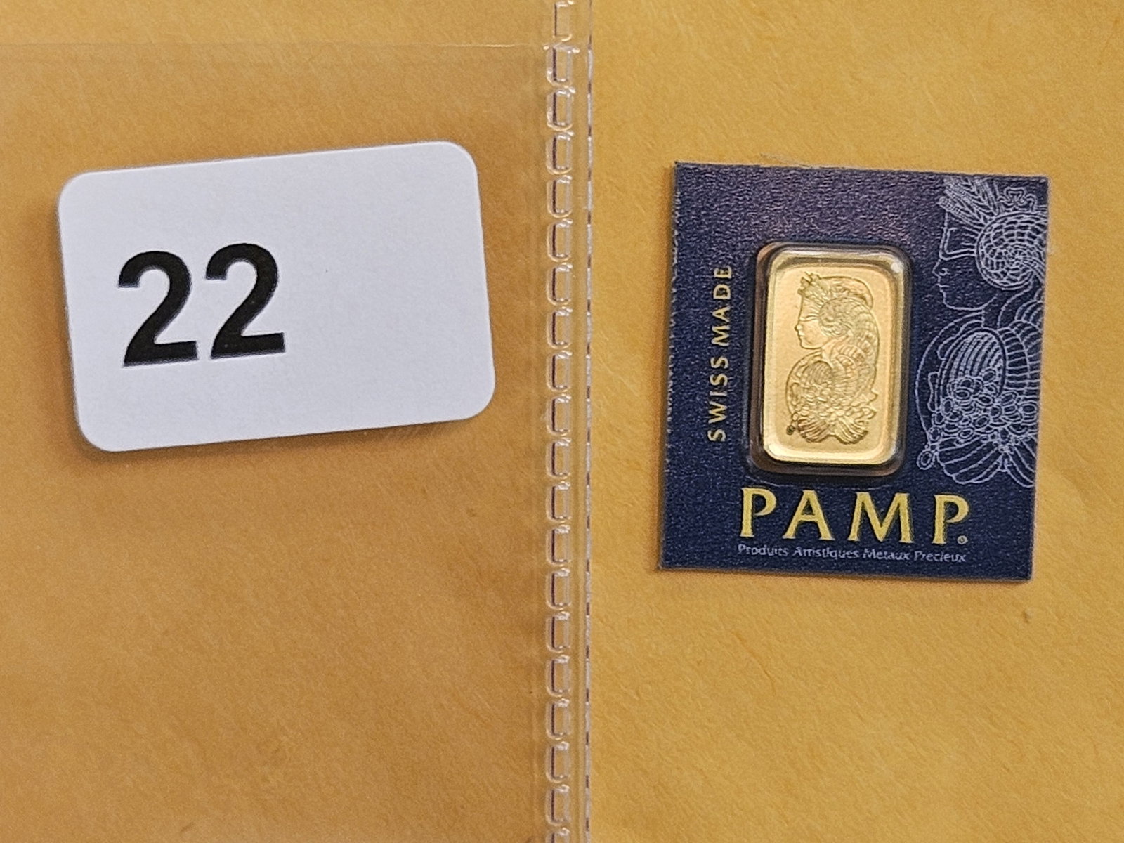 GOLD! PAMP SUISSE One Gram .9999 fine gold bar: In original Veriscan Assay card holder