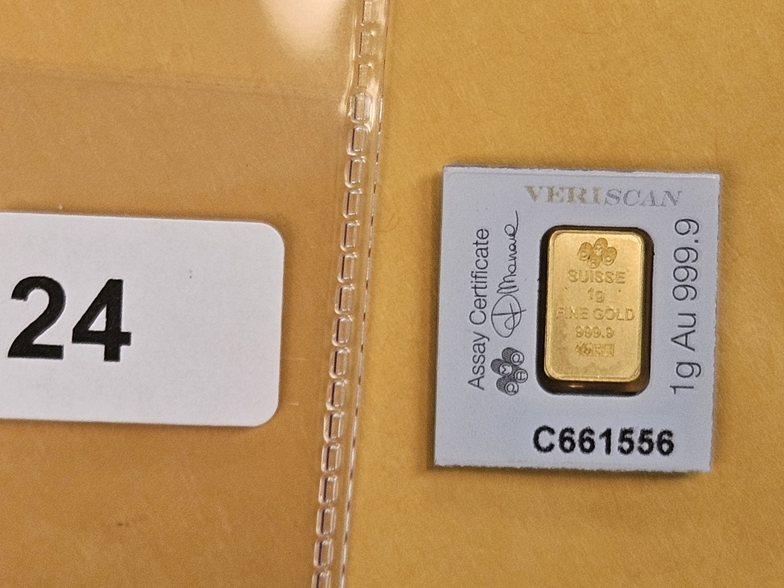GOLD! PAMP SUISSE One Gram .9999 fine gold bar - 2