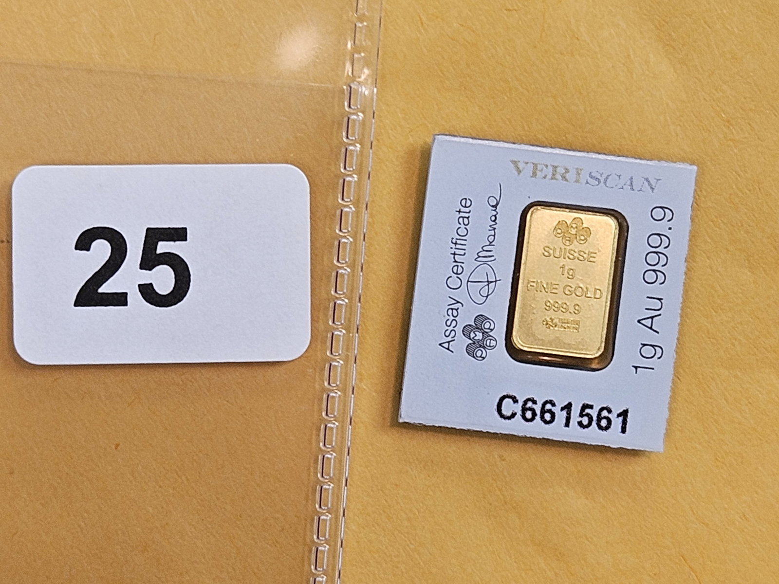 GOLD! PAMP SUISSE One Gram .9999 fine gold bar - 2