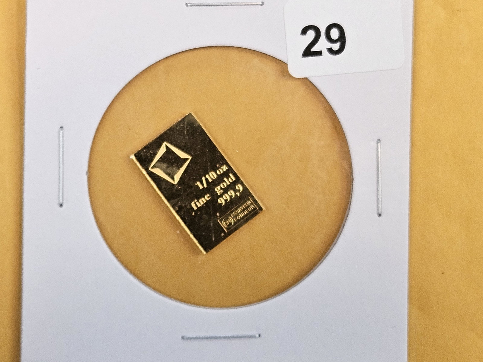 GOLD! VALCAMBI SUISSE One-Tenth Troy ounce .9999 fine gold bar - 2