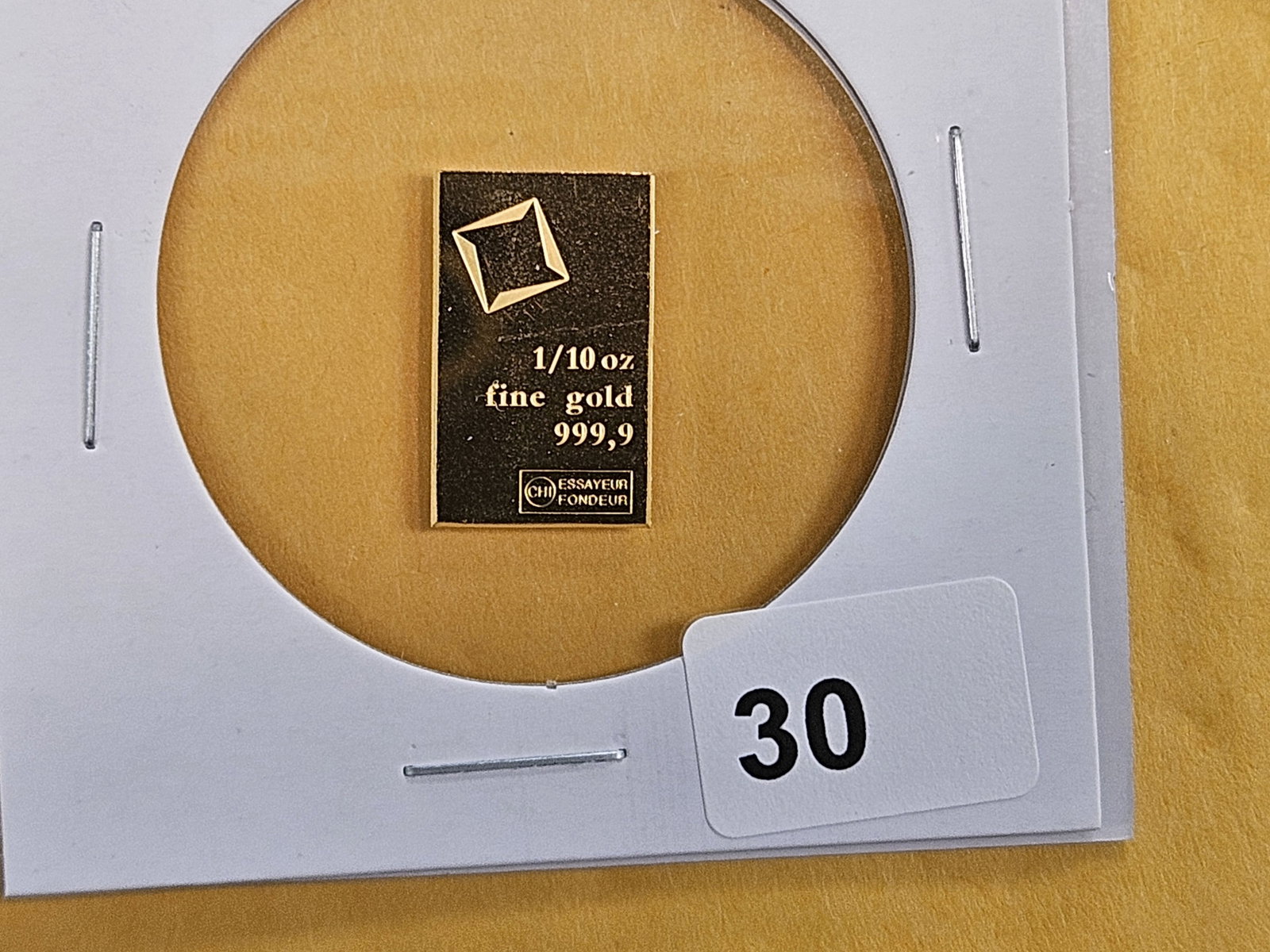 GOLD! VALCAMBI SUISSE One-Tenth Troy ounce .9999 fine gold bar - 2