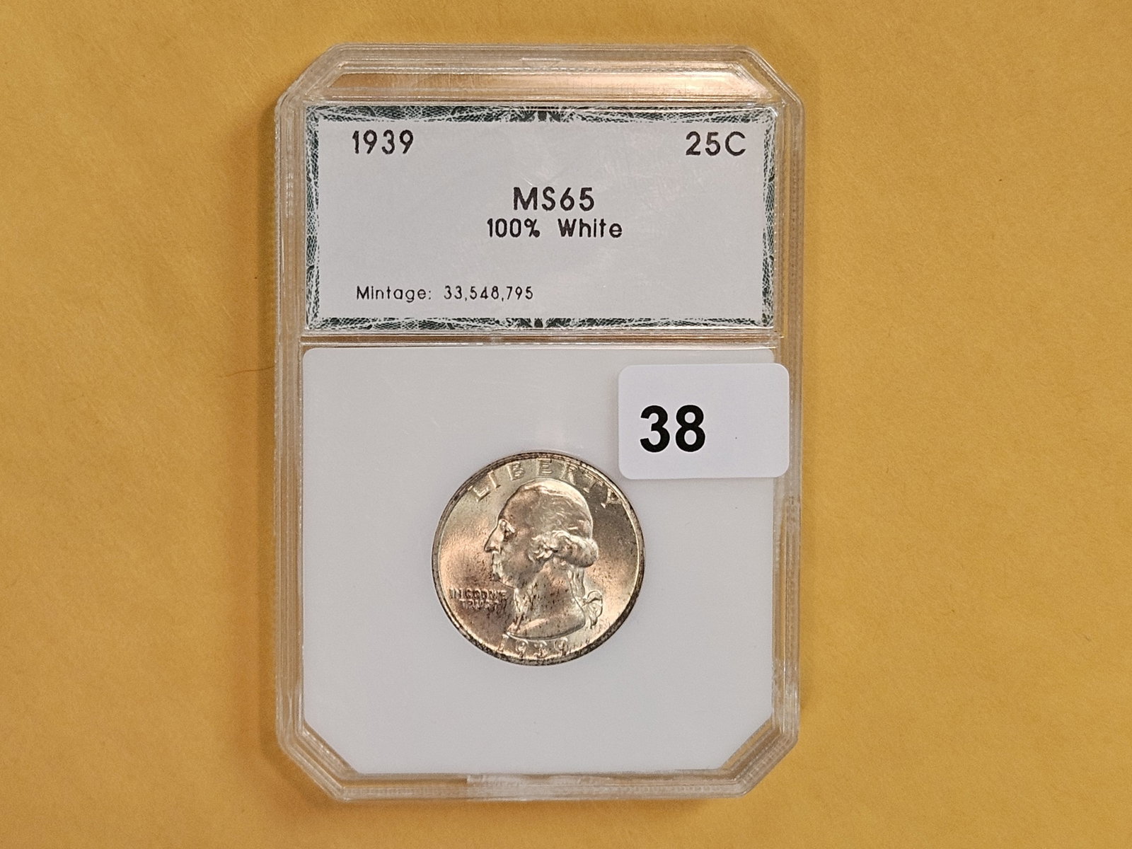 GEM! PCI 1939 Washington Quarter in Mint State 65 - 2