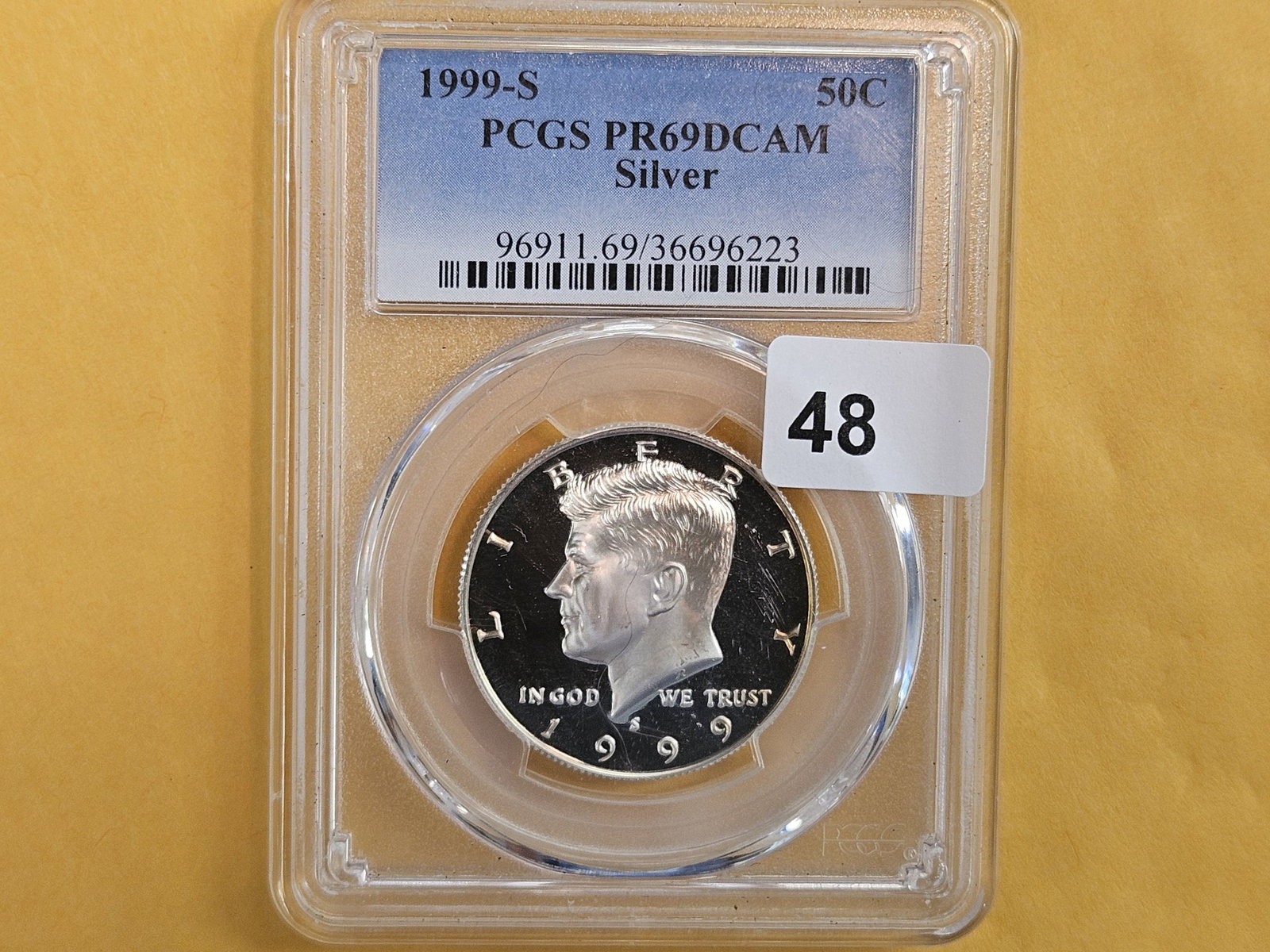 PCGS 1999-S SILVER Kennedy Half Dollar in Proof 69 Deep Cameo - 2