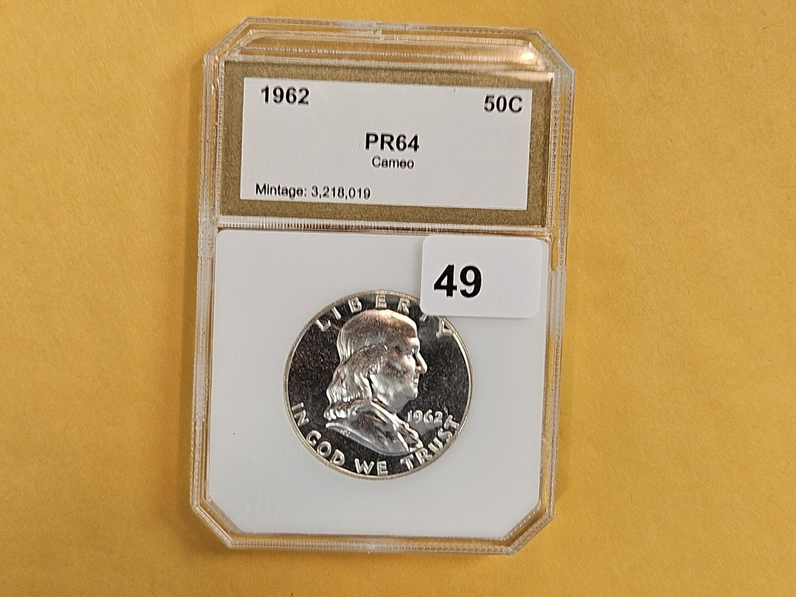 PCI 1962 Franklin Silver Half Dollar in Proof 63 CAMEO - 2