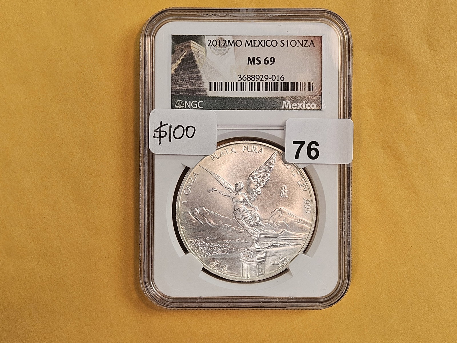 NGC 2012MO Mexico silver 1 Onza in Mint State 69 - 2