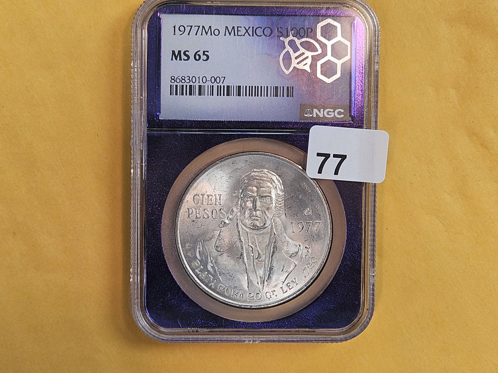GEM! NGC 1977Mo Mexico silver 10 pesos in Mint State 65 - 2