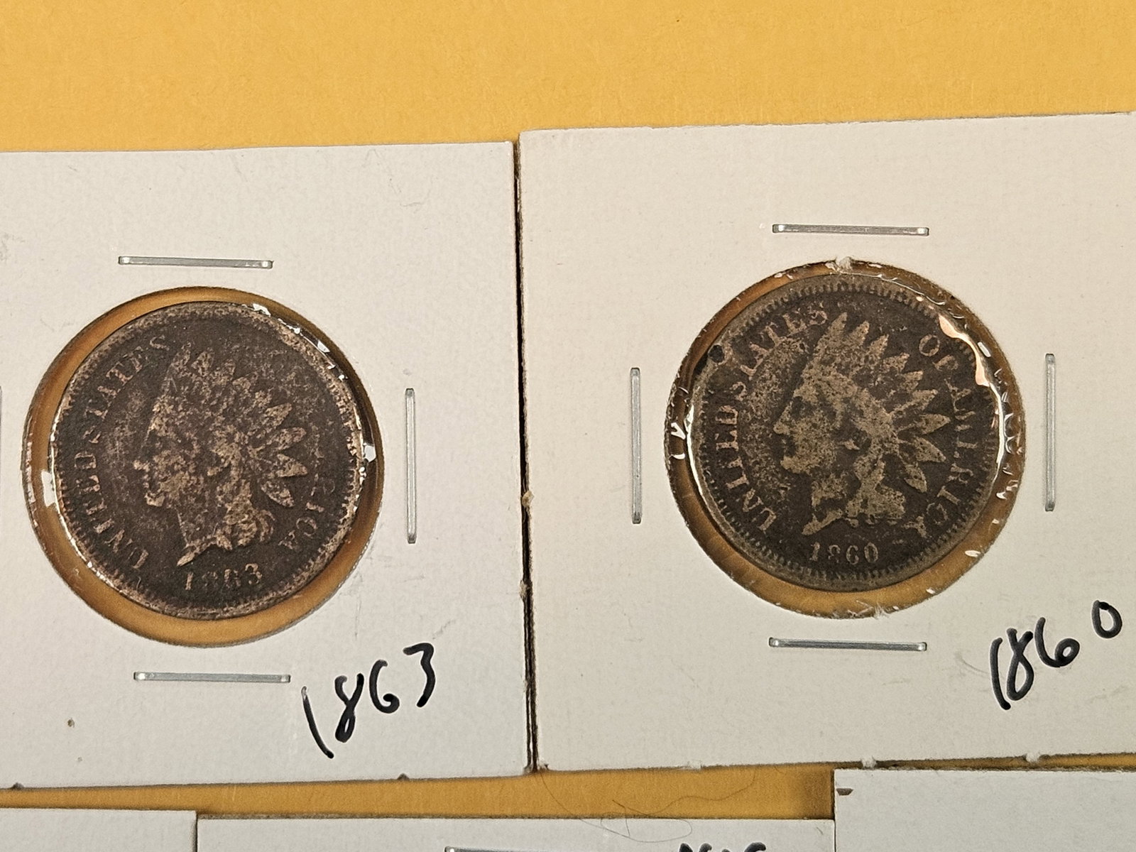 Five mixed large and small cents - 2
