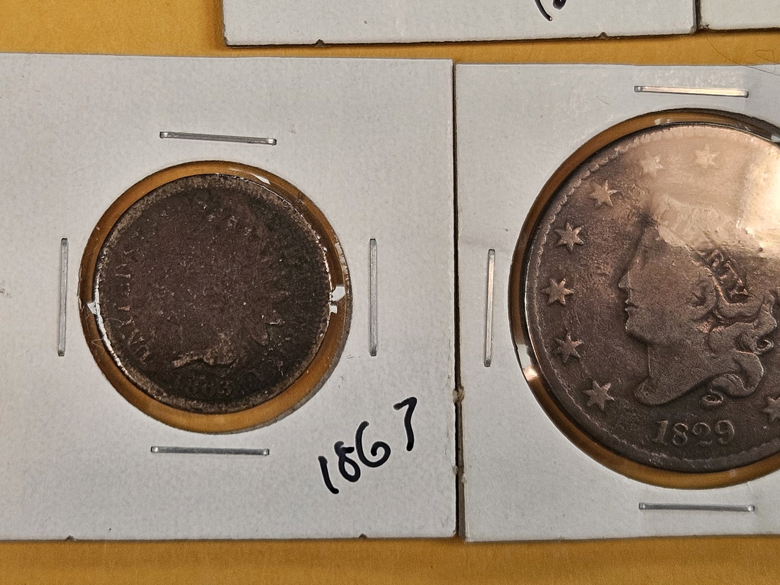 Five mixed large and small cents - 3