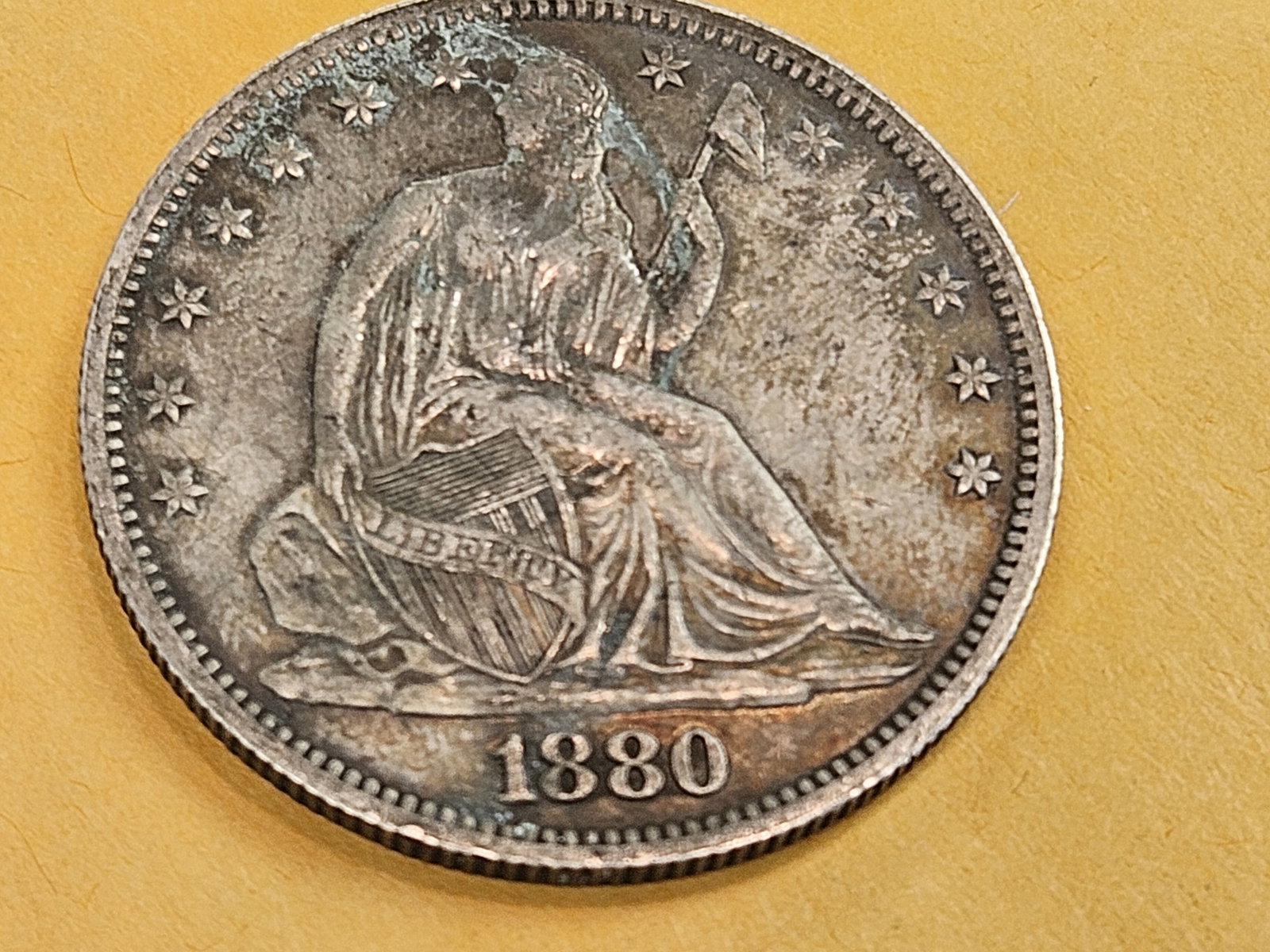** KEY DATE ** 1880 Seated Liberty silver Half Dollar in About Uncirculated plus - 3