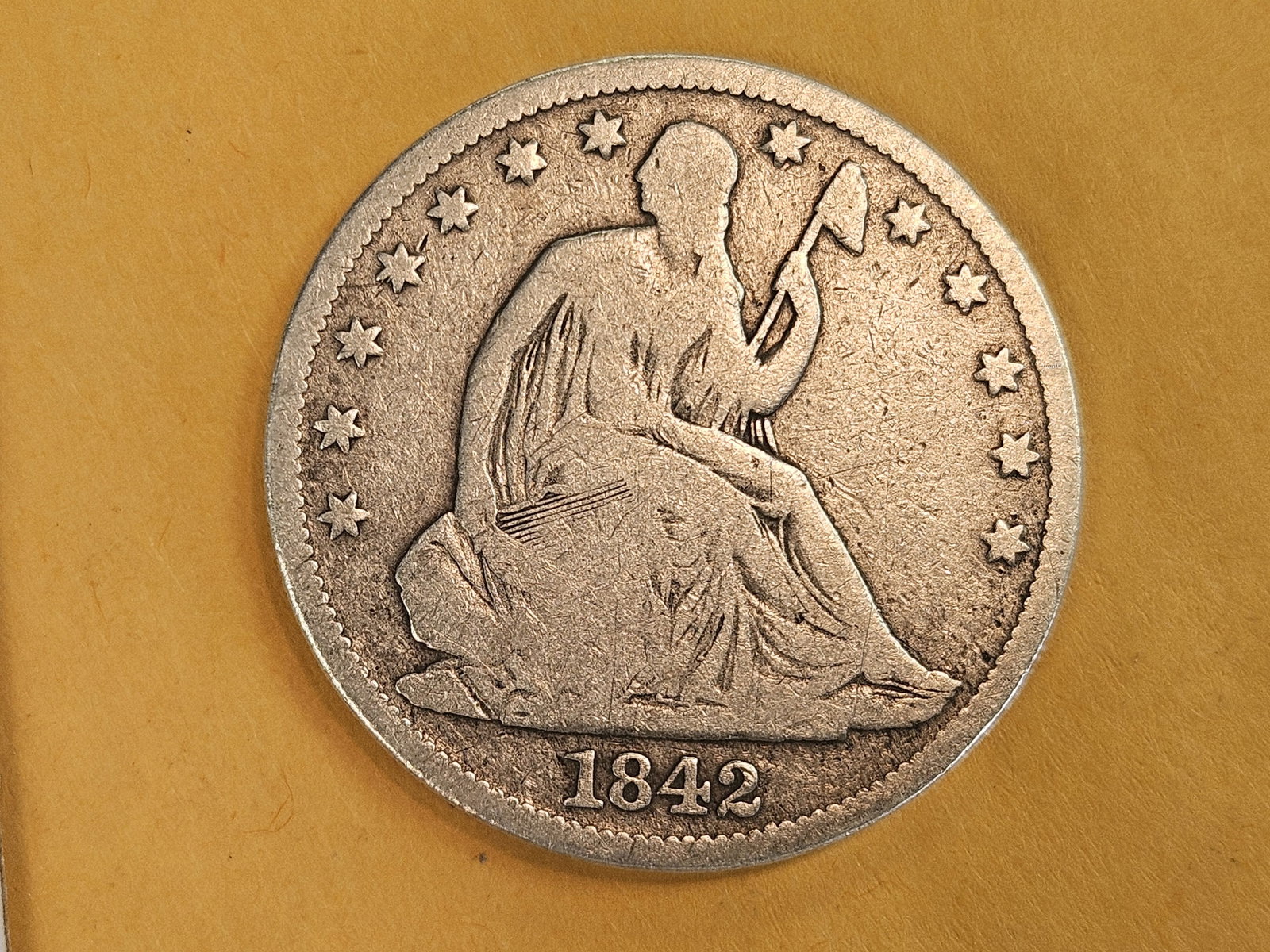 Variety! 1842-O MPD Seated Liberty Silver Half Dollar in Very Good plus: "
