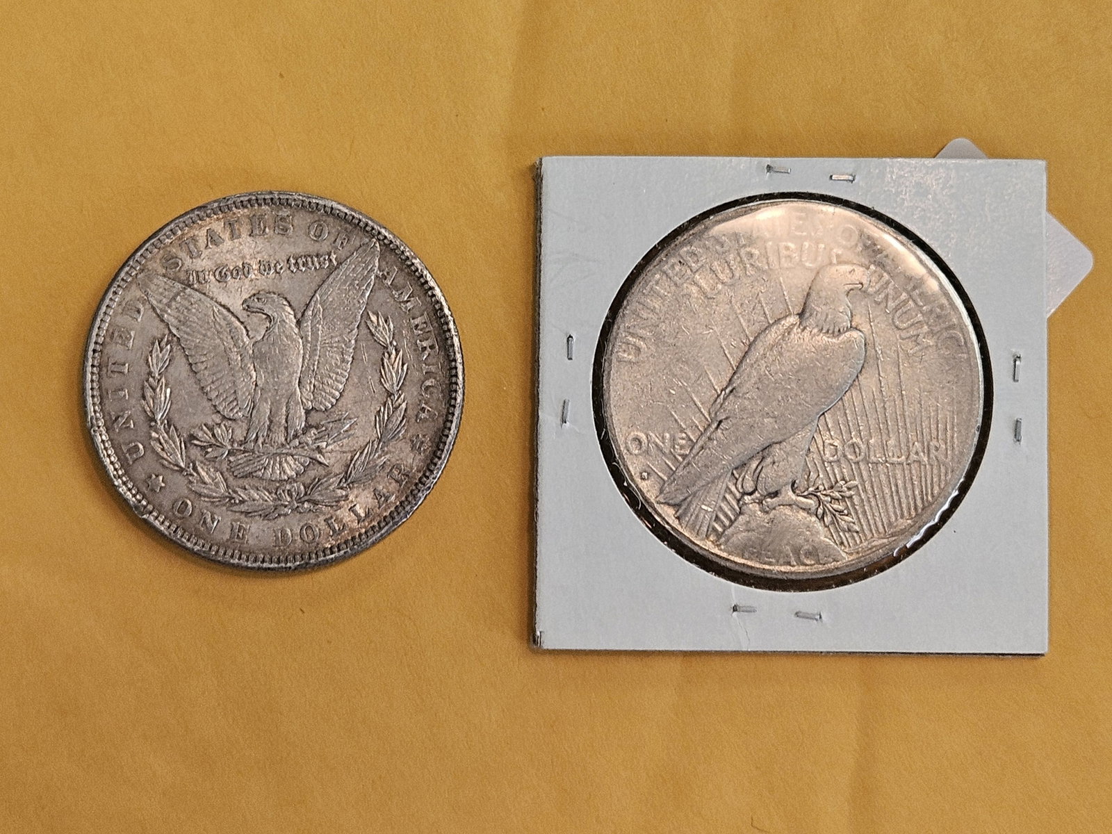1886 Morgan and 1934-S Peace silver Dollars - 2