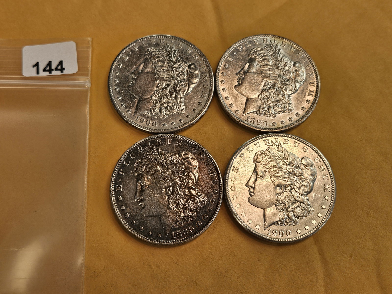 Four Brilliant About Uncirculated Morgan silver Dollars - 2