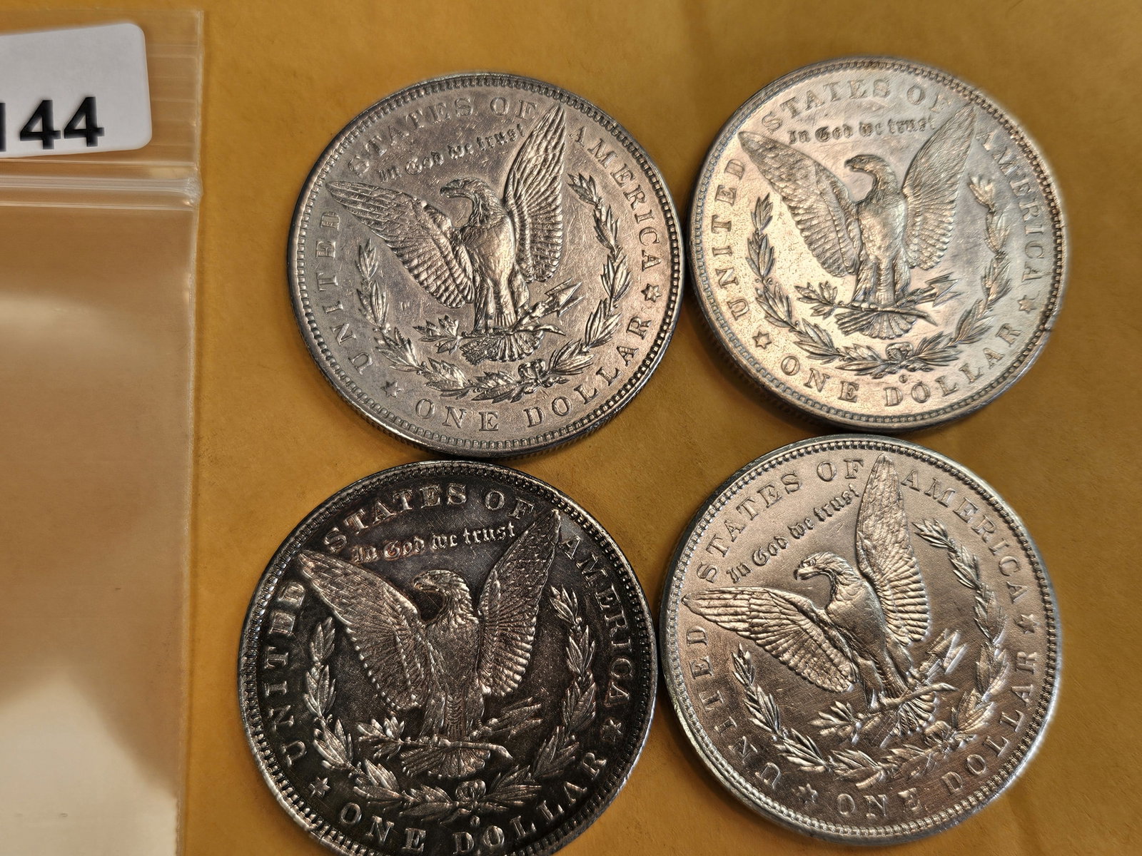 Four Brilliant About Uncirculated Morgan silver Dollars - 3