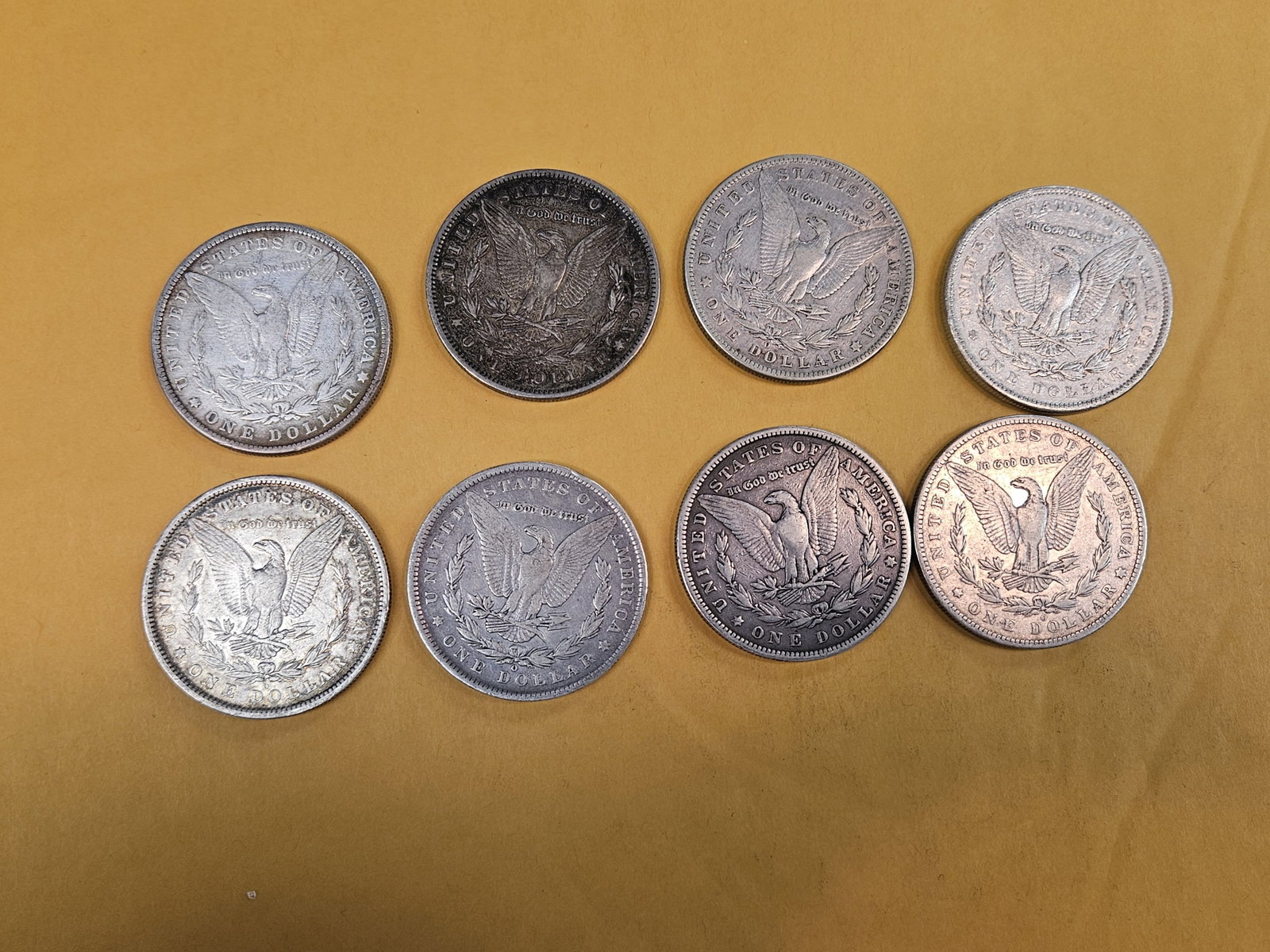 Eight mixed Morgan Silver Dollars - 2