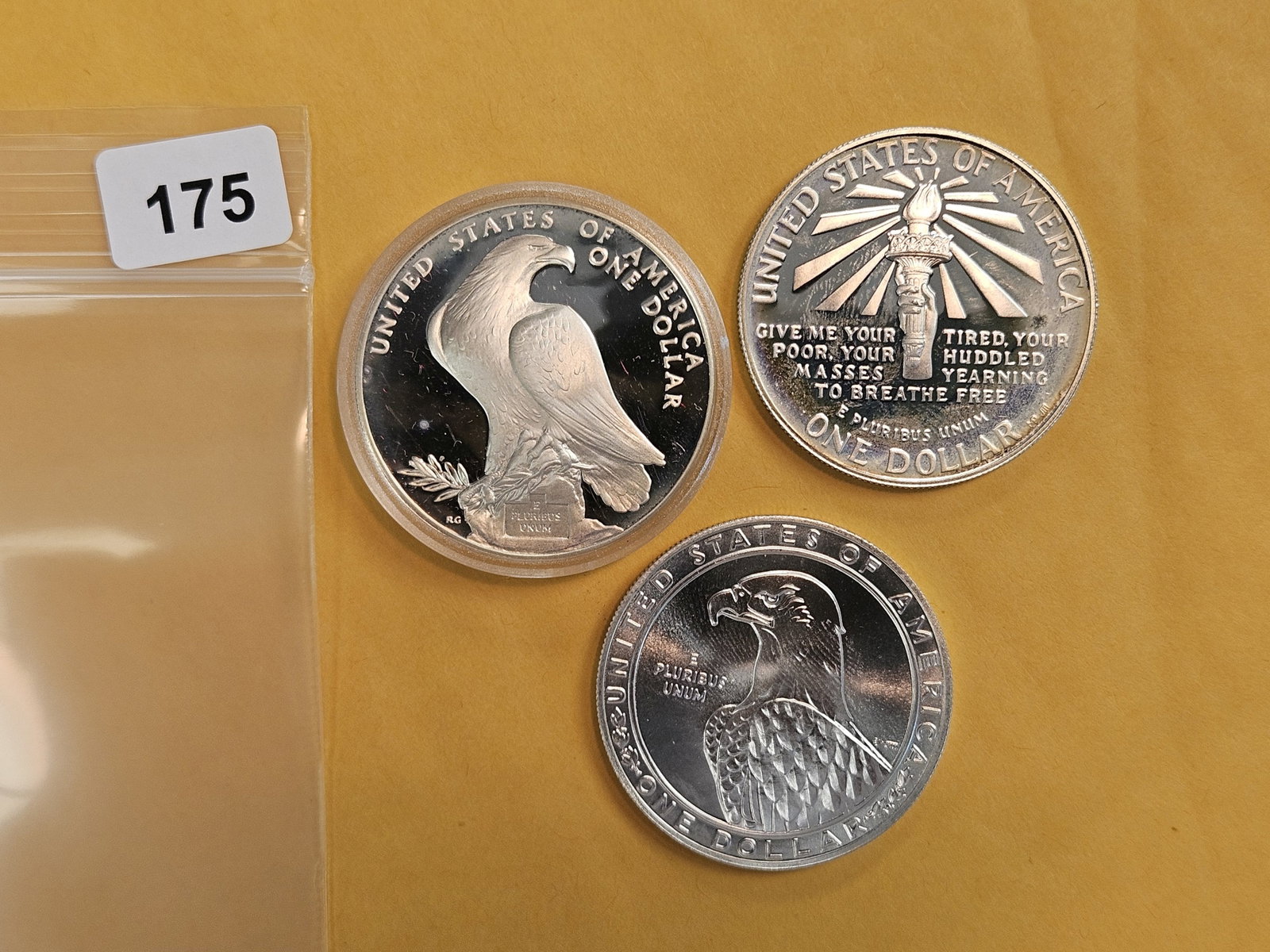 Three mixed Commemorative Silver US Dollars: All proofs