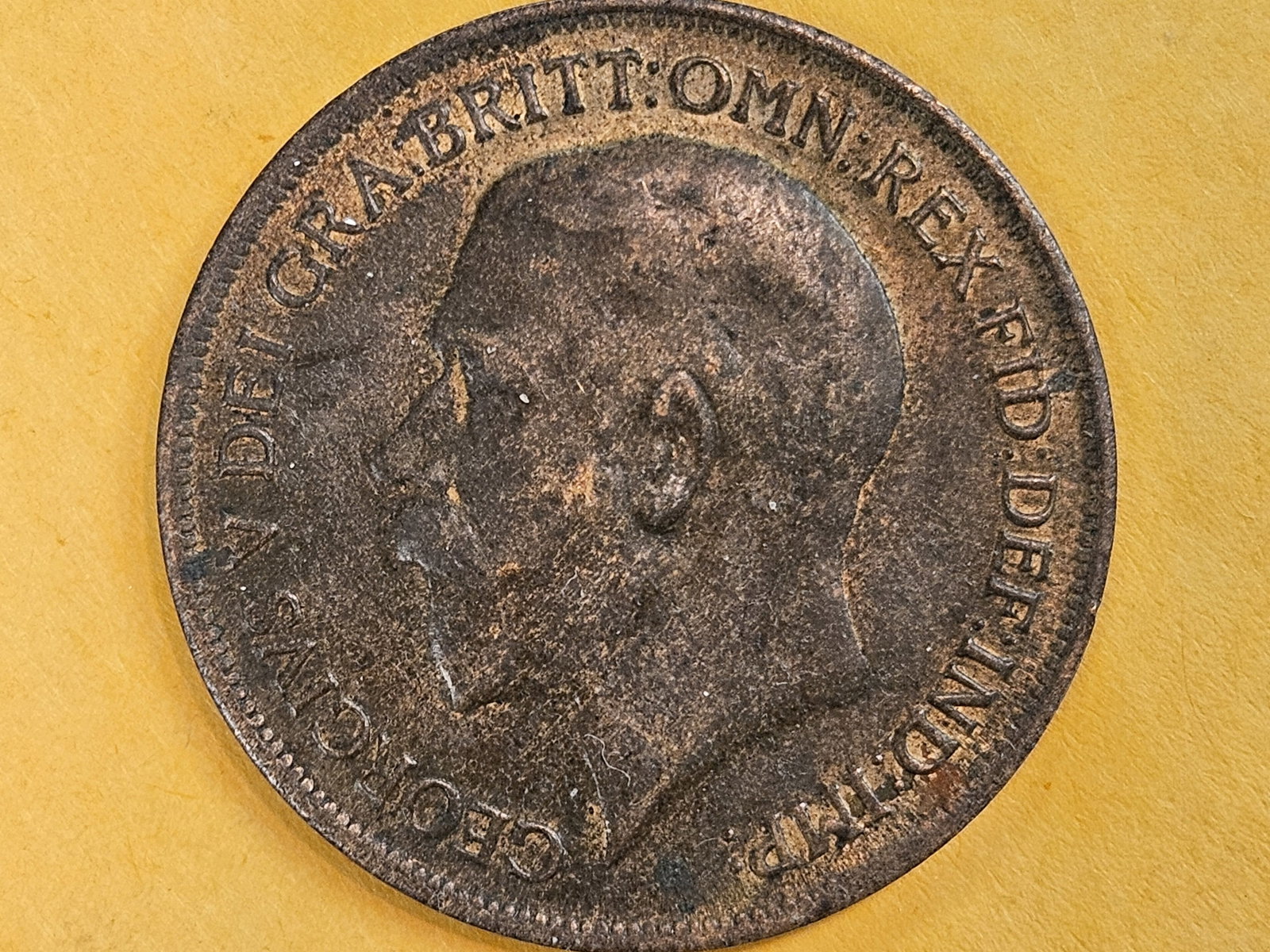 Reddish-Brown 1919 Great Britain Large Penny - 3