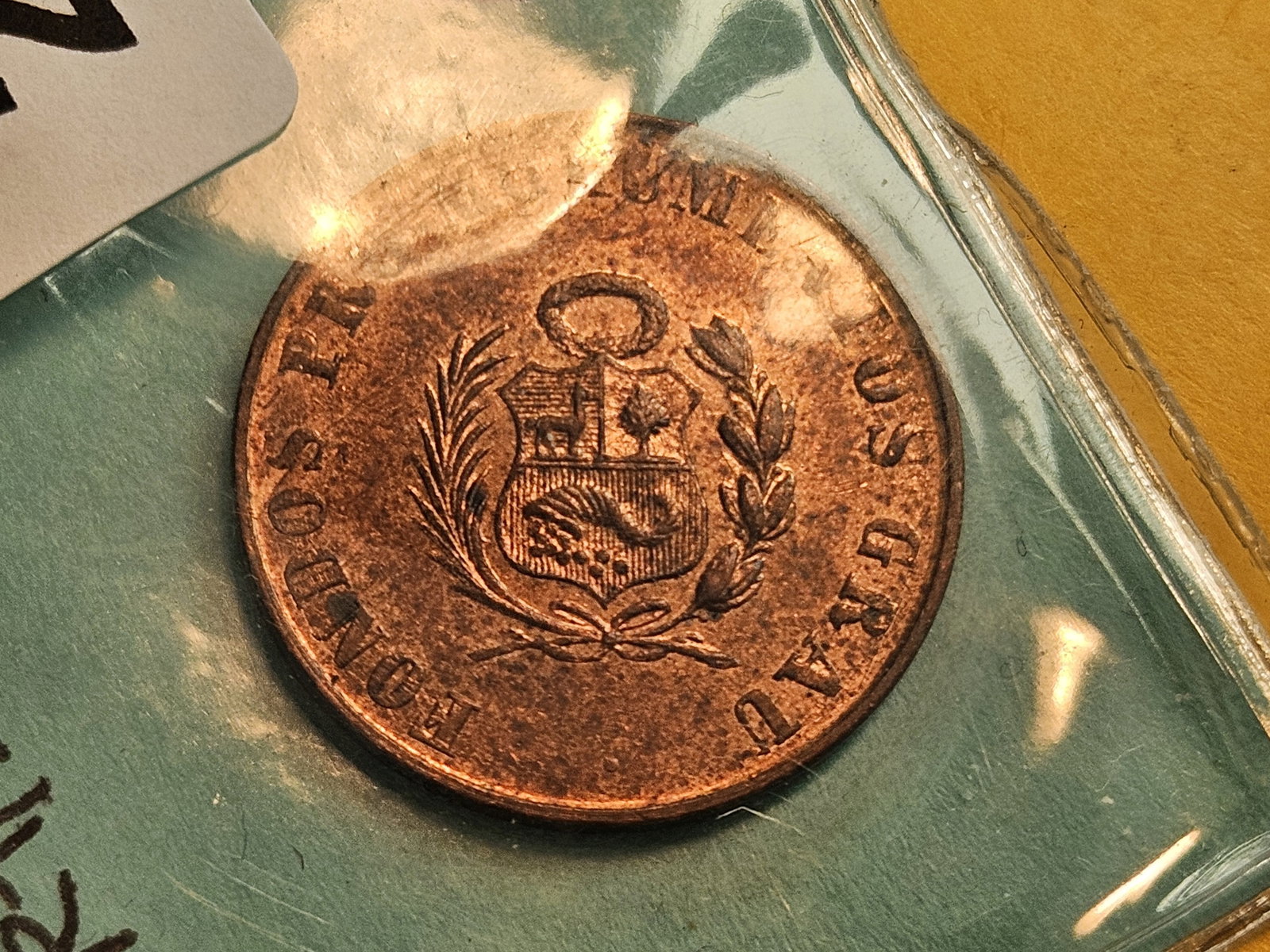 Brilliant Uncirculated Red 1935 Peru 20 centavos - 3