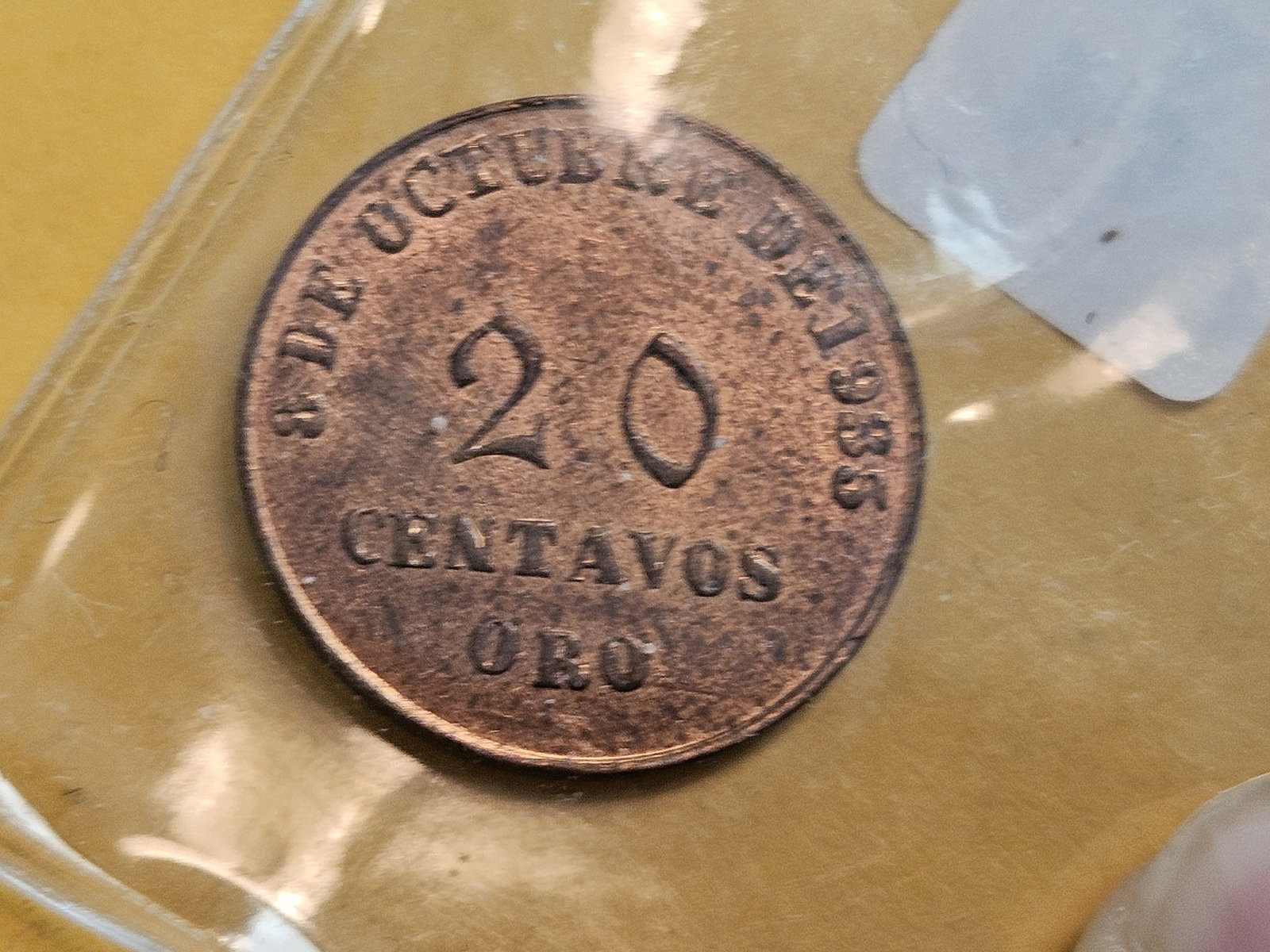 Brilliant Uncirculated Red 1935 Peru 20 centavos - 5