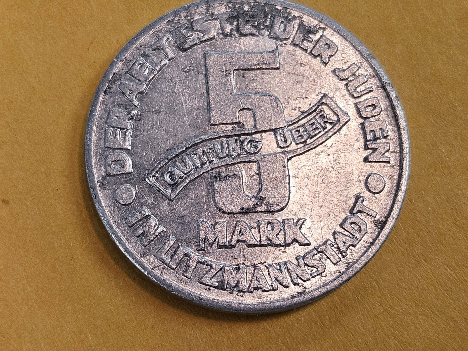 * Scarce Poland Litzmannstadt Lodz Ghetto 5 mark coin - 4