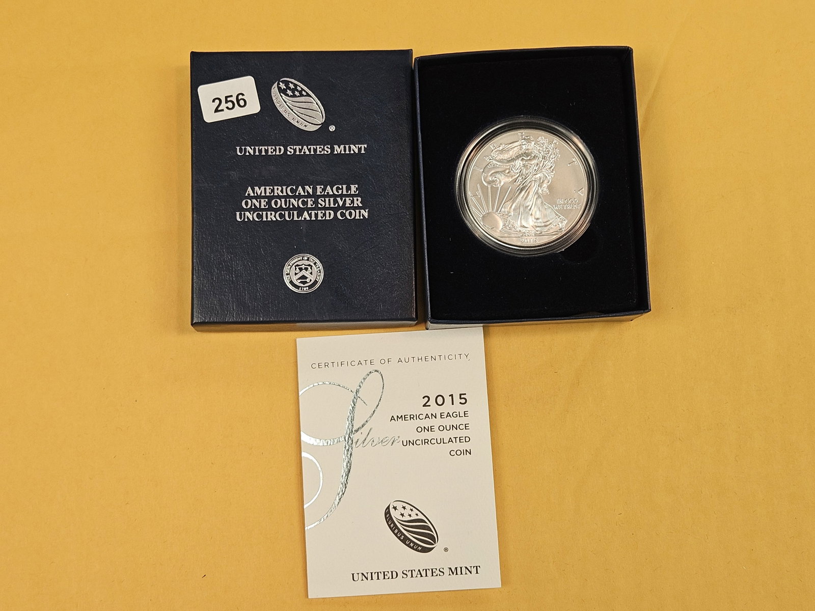 GEM Brilliant Uncirculated 2015 American Silver Eagle: In original government packaging with certificate of authenticity