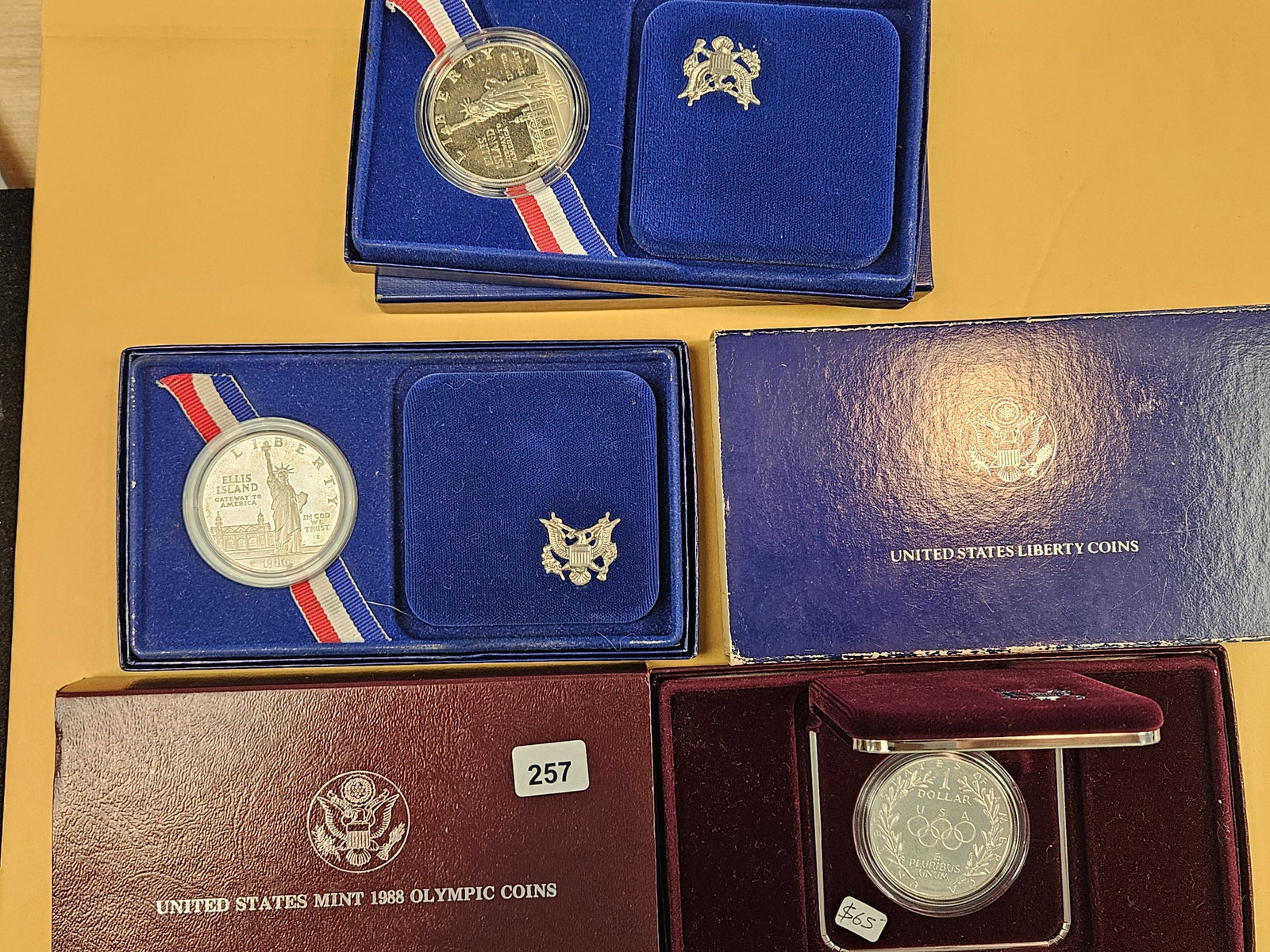 Three Commemorative US Sets each with Silver Dollars - 2