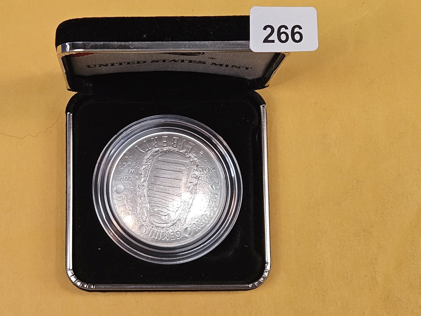 GEM Brilliant Uncirculated Commemorative Silver Dollar: APOLLO. In original box