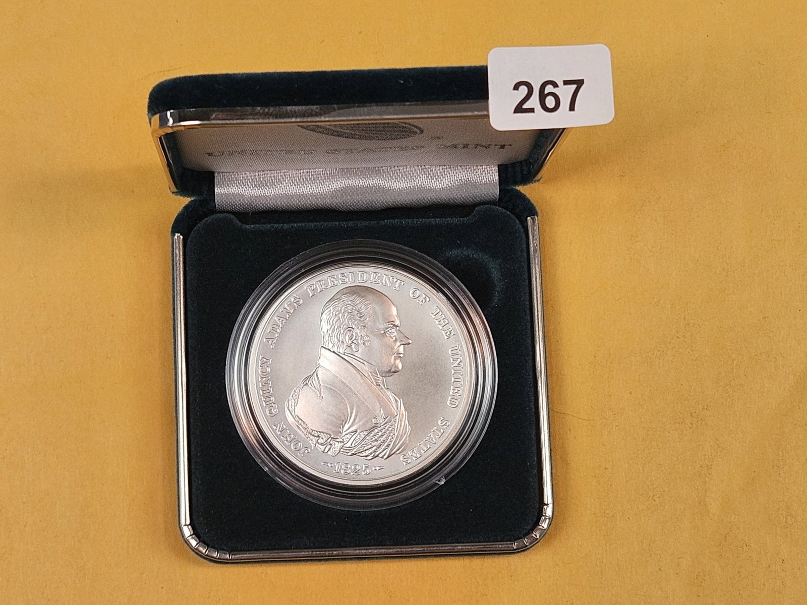 GEM John Q Adams Commemorative Silver Medal: One troy ounce .999 fine silver. In original box