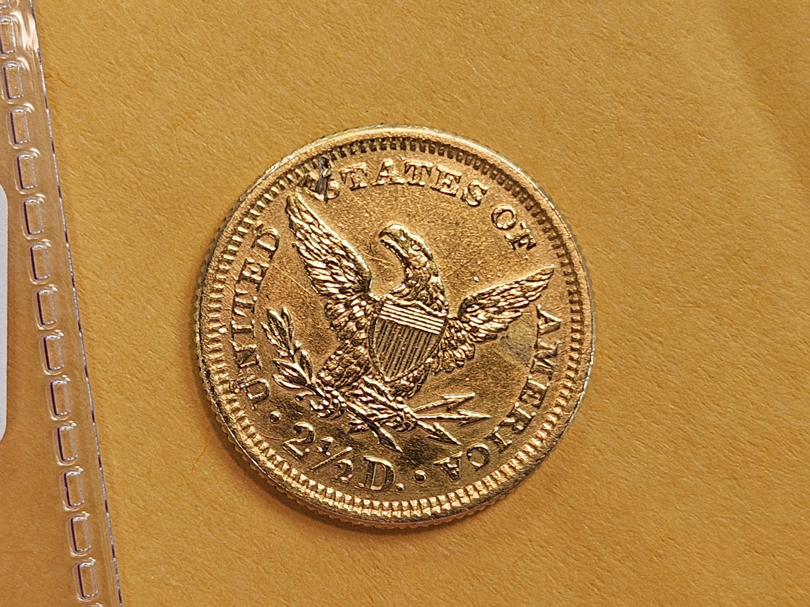 GOLD! Brilliant About Uncirculated 1861 Gold $2.5 Dollar Quarter Eagle - 5