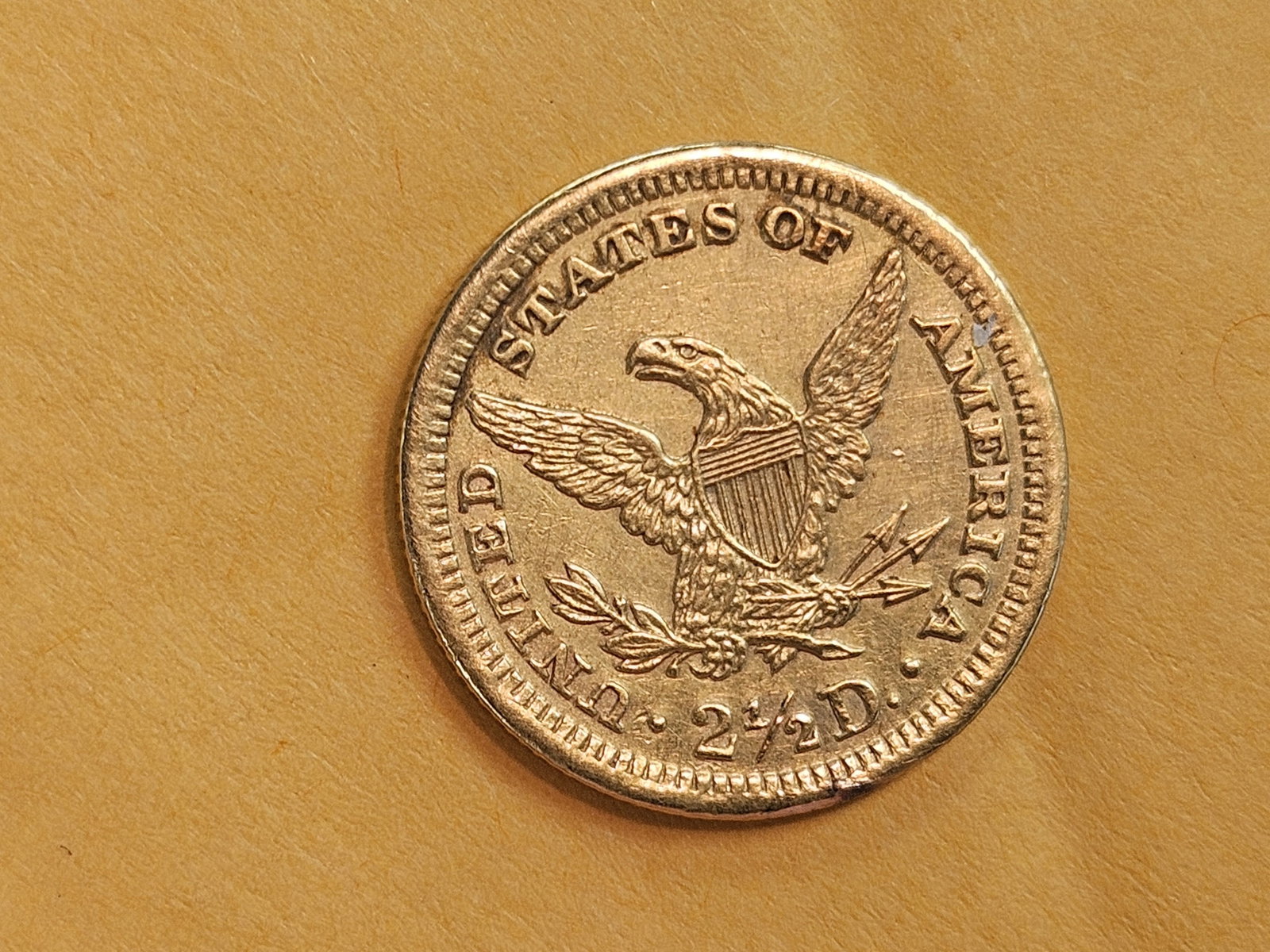 GOLD! Brilliant About Uncirculated 1893 Gold Liberty Head $2.5 Dollars - 6