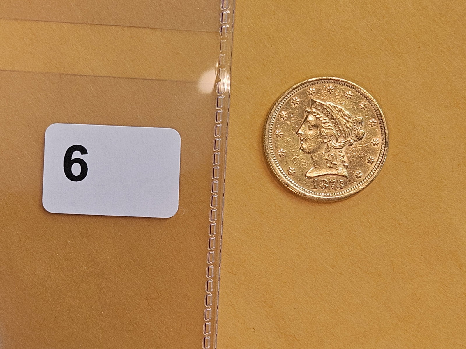GOLD! Brilliant About Uncirculated 1873 Gold Liberty Head $2.5 Dollars - 2